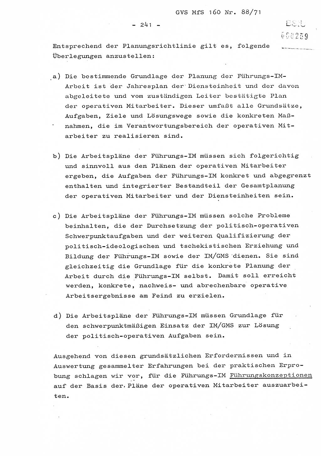 Dissertation Oberstleutnant Josef Schwarz (BV Schwerin), Major Fritz Amm (JHS), Hauptmann Peter Gräßler (JHS), Ministerium für Staatssicherheit (MfS) [Deutsche Demokratische Republik (DDR)], Juristische Hochschule (JHS), Geheime Verschlußsache (GVS) 160-88/71, Potsdam 1972, Seite 241 (Diss. MfS DDR JHS GVS 160-88/71 1972, S. 241)