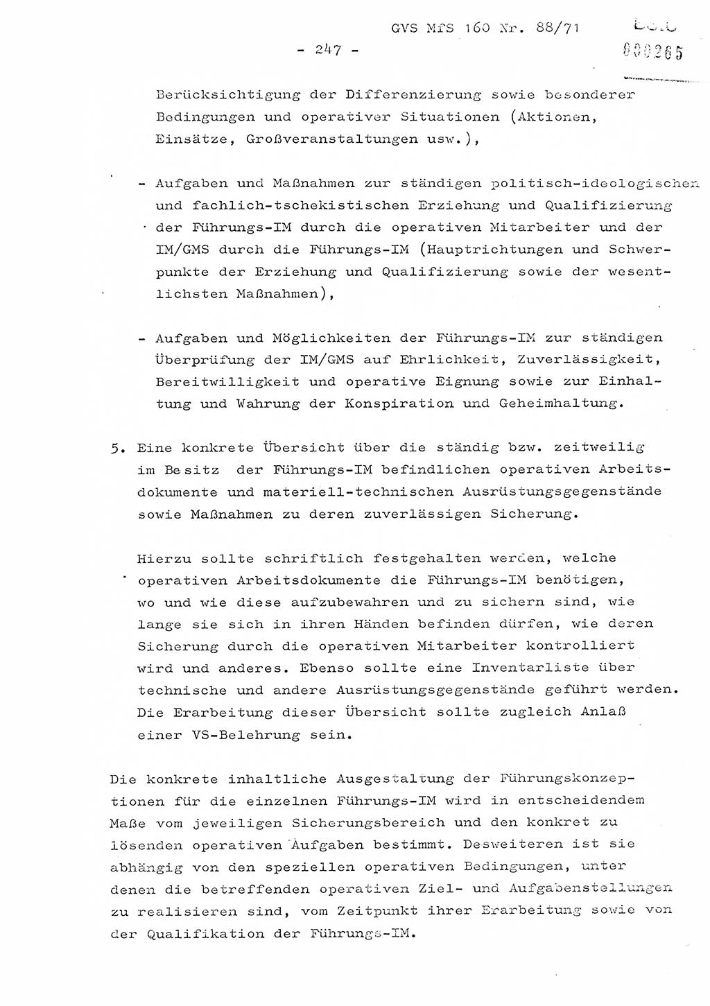 Dissertation Oberstleutnant Josef Schwarz (BV Schwerin), Major Fritz Amm (JHS), Hauptmann Peter Gräßler (JHS), Ministerium für Staatssicherheit (MfS) [Deutsche Demokratische Republik (DDR)], Juristische Hochschule (JHS), Geheime Verschlußsache (GVS) 160-88/71, Potsdam 1972, Seite 247 (Diss. MfS DDR JHS GVS 160-88/71 1972, S. 247)