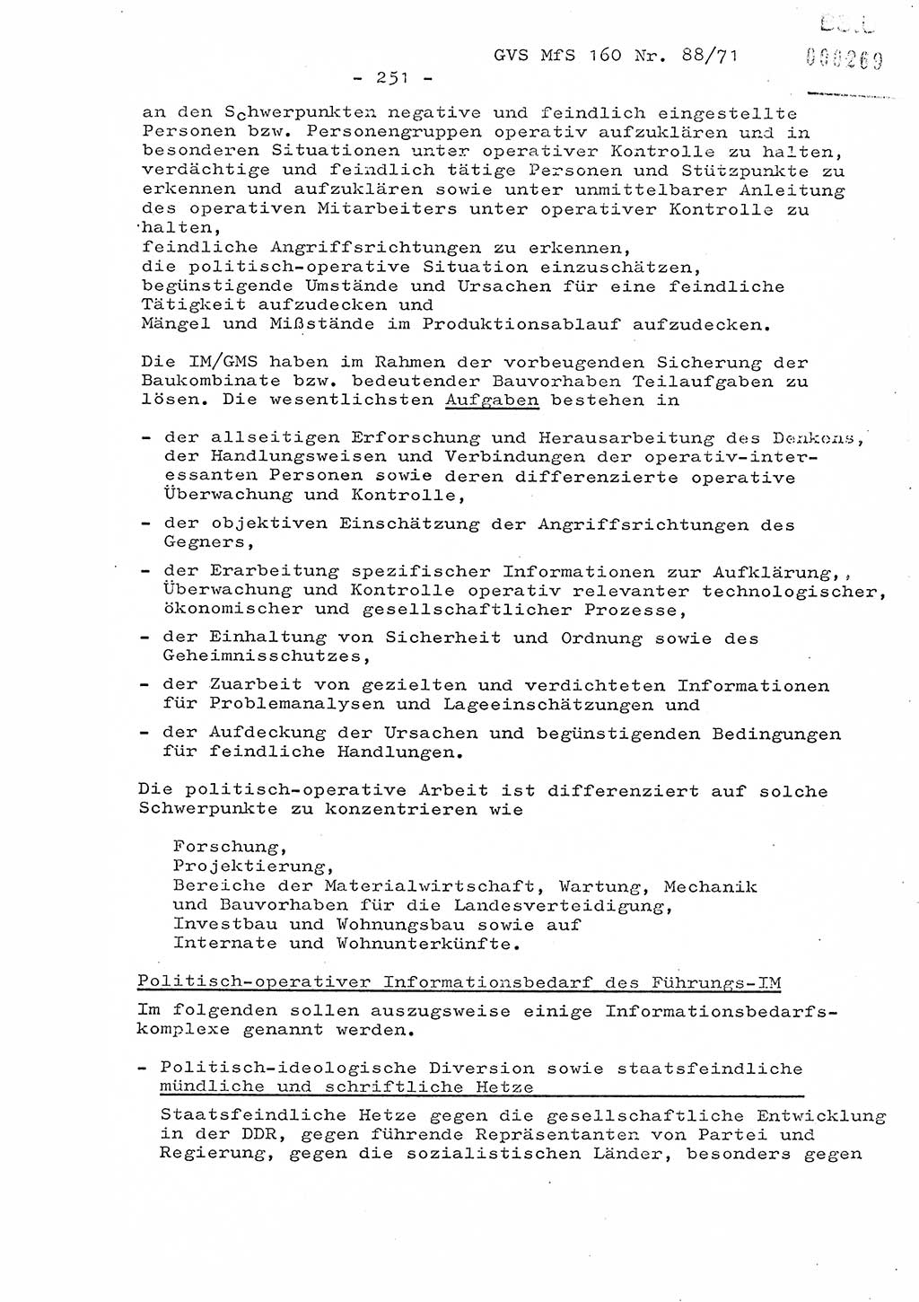 Dissertation Oberstleutnant Josef Schwarz (BV Schwerin), Major Fritz Amm (JHS), Hauptmann Peter Gräßler (JHS), Ministerium für Staatssicherheit (MfS) [Deutsche Demokratische Republik (DDR)], Juristische Hochschule (JHS), Geheime Verschlußsache (GVS) 160-88/71, Potsdam 1972, Seite 251 (Diss. MfS DDR JHS GVS 160-88/71 1972, S. 251)