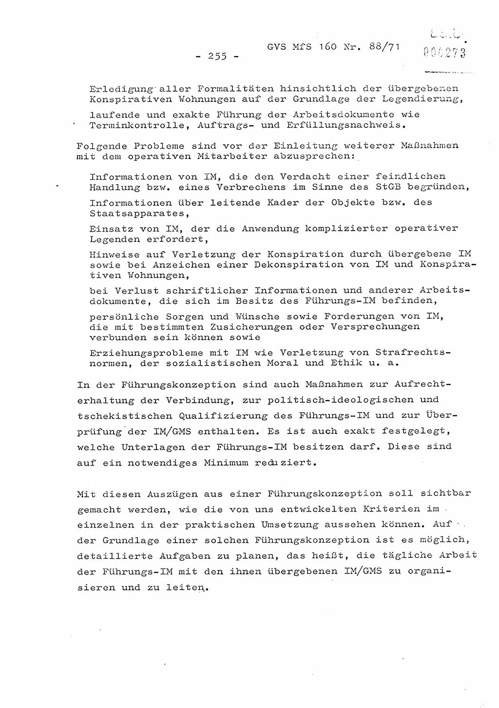 Dissertation Oberstleutnant Josef Schwarz (BV Schwerin), Major Fritz Amm (JHS), Hauptmann Peter Gräßler (JHS), Ministerium für Staatssicherheit (MfS) [Deutsche Demokratische Republik (DDR)], Juristische Hochschule (JHS), Geheime Verschlußsache (GVS) 160-88/71, Potsdam 1972, Seite 255 (Diss. MfS DDR JHS GVS 160-88/71 1972, S. 255)