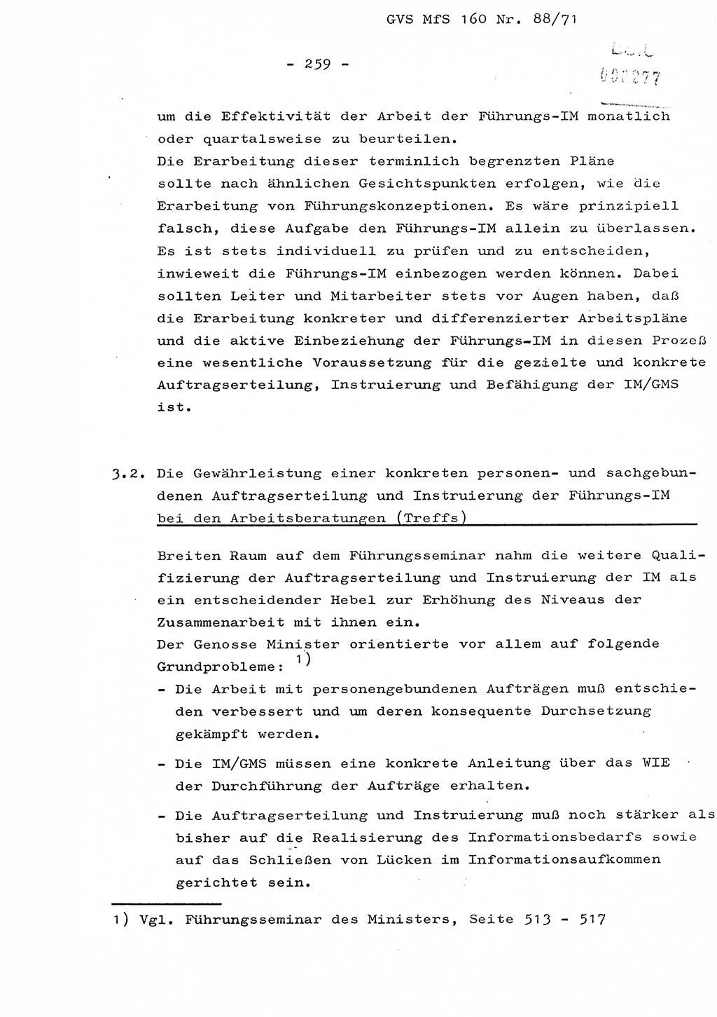 Dissertation Oberstleutnant Josef Schwarz (BV Schwerin), Major Fritz Amm (JHS), Hauptmann Peter Gräßler (JHS), Ministerium für Staatssicherheit (MfS) [Deutsche Demokratische Republik (DDR)], Juristische Hochschule (JHS), Geheime Verschlußsache (GVS) 160-88/71, Potsdam 1972, Seite 259 (Diss. MfS DDR JHS GVS 160-88/71 1972, S. 259)