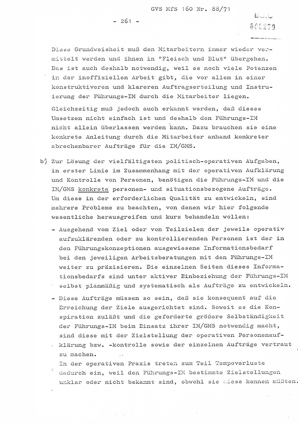 Dissertation Oberstleutnant Josef Schwarz (BV Schwerin), Major Fritz Amm (JHS), Hauptmann Peter Gräßler (JHS), Ministerium für Staatssicherheit (MfS) [Deutsche Demokratische Republik (DDR)], Juristische Hochschule (JHS), Geheime Verschlußsache (GVS) 160-88/71, Potsdam 1972, Seite 261 (Diss. MfS DDR JHS GVS 160-88/71 1972, S. 261)