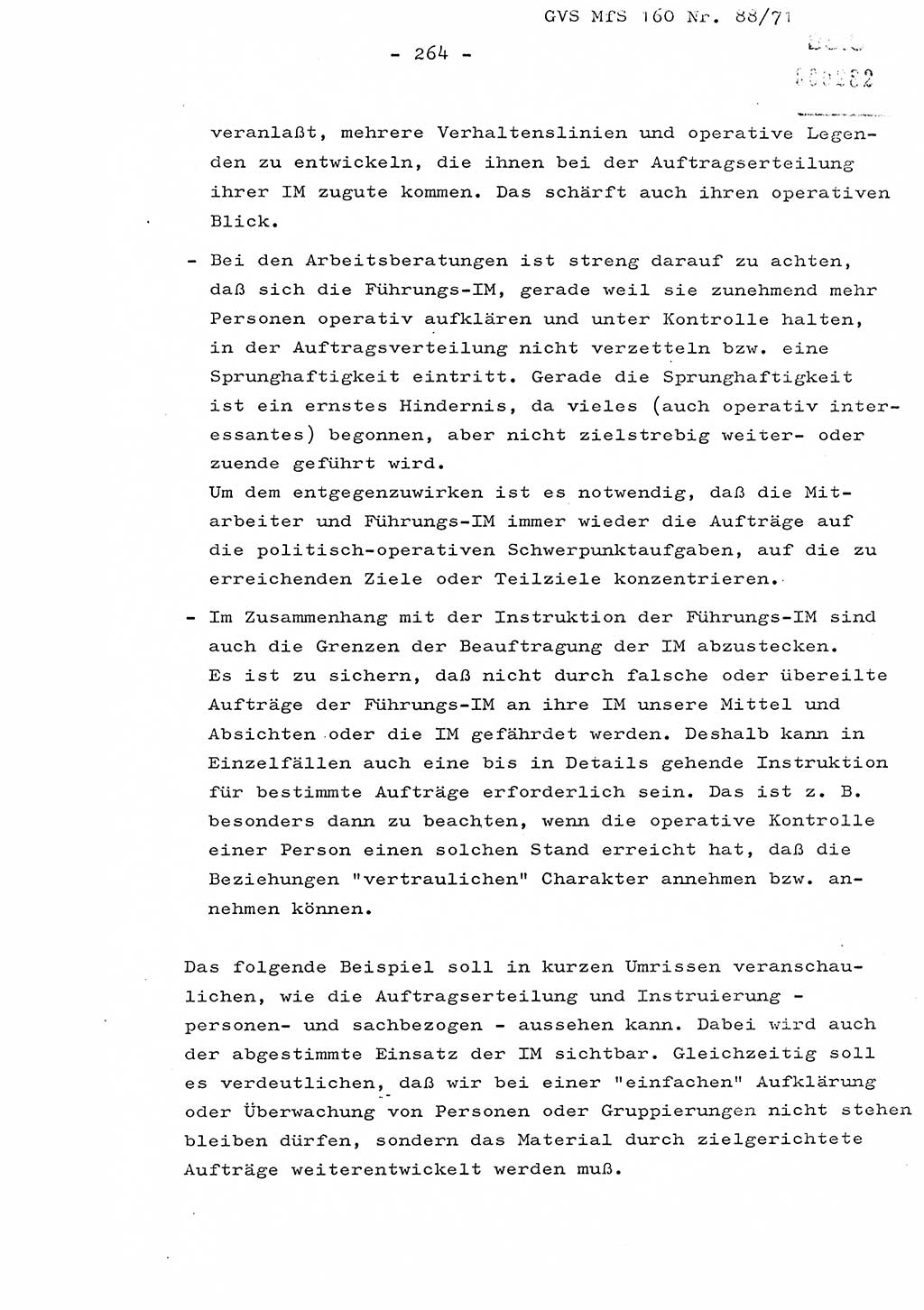 Dissertation Oberstleutnant Josef Schwarz (BV Schwerin), Major Fritz Amm (JHS), Hauptmann Peter Gräßler (JHS), Ministerium für Staatssicherheit (MfS) [Deutsche Demokratische Republik (DDR)], Juristische Hochschule (JHS), Geheime Verschlußsache (GVS) 160-88/71, Potsdam 1972, Seite 264 (Diss. MfS DDR JHS GVS 160-88/71 1972, S. 264)