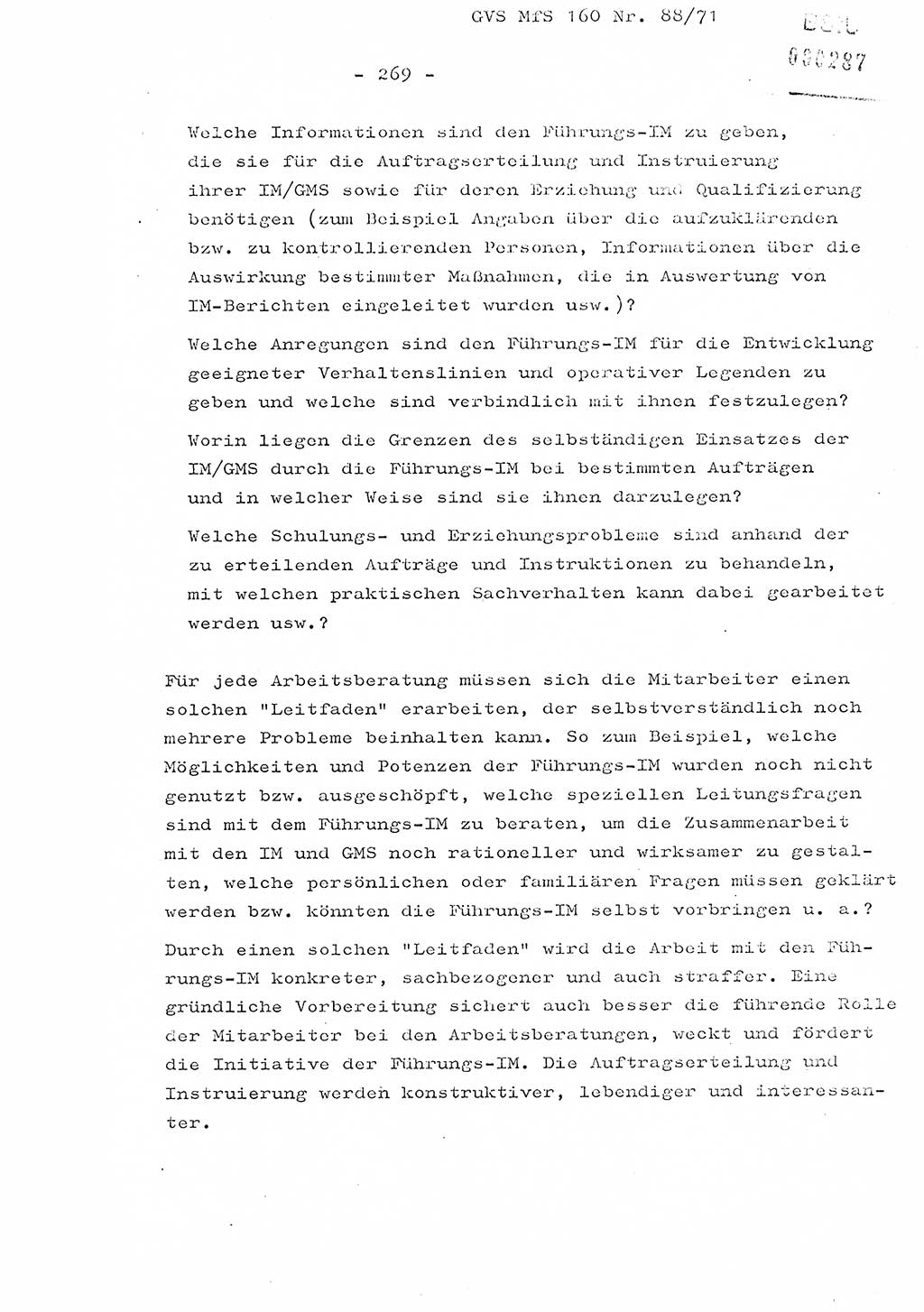 Dissertation Oberstleutnant Josef Schwarz (BV Schwerin), Major Fritz Amm (JHS), Hauptmann Peter Gräßler (JHS), Ministerium für Staatssicherheit (MfS) [Deutsche Demokratische Republik (DDR)], Juristische Hochschule (JHS), Geheime Verschlußsache (GVS) 160-88/71, Potsdam 1972, Seite 269 (Diss. MfS DDR JHS GVS 160-88/71 1972, S. 269)