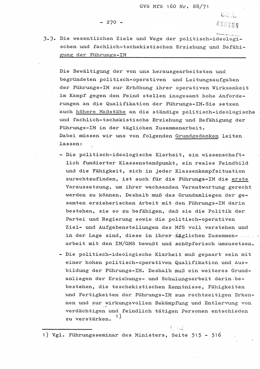 Dissertation Oberstleutnant Josef Schwarz (BV Schwerin), Major Fritz Amm (JHS), Hauptmann Peter Gräßler (JHS), Ministerium für Staatssicherheit (MfS) [Deutsche Demokratische Republik (DDR)], Juristische Hochschule (JHS), Geheime Verschlußsache (GVS) 160-88/71, Potsdam 1972, Seite 270 (Diss. MfS DDR JHS GVS 160-88/71 1972, S. 270)