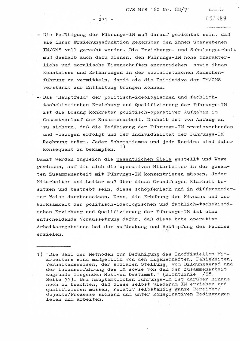 Dissertation Oberstleutnant Josef Schwarz (BV Schwerin), Major Fritz Amm (JHS), Hauptmann Peter Gräßler (JHS), Ministerium für Staatssicherheit (MfS) [Deutsche Demokratische Republik (DDR)], Juristische Hochschule (JHS), Geheime Verschlußsache (GVS) 160-88/71, Potsdam 1972, Seite 271 (Diss. MfS DDR JHS GVS 160-88/71 1972, S. 271)