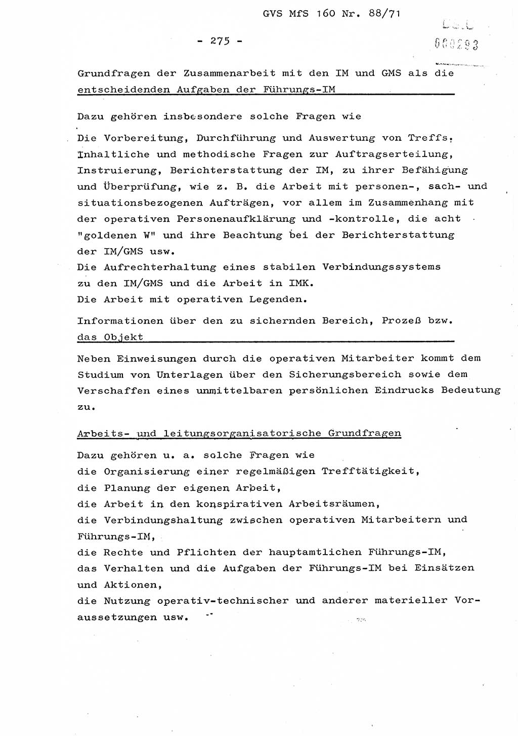 Dissertation Oberstleutnant Josef Schwarz (BV Schwerin), Major Fritz Amm (JHS), Hauptmann Peter Gräßler (JHS), Ministerium für Staatssicherheit (MfS) [Deutsche Demokratische Republik (DDR)], Juristische Hochschule (JHS), Geheime Verschlußsache (GVS) 160-88/71, Potsdam 1972, Seite 275 (Diss. MfS DDR JHS GVS 160-88/71 1972, S. 275)