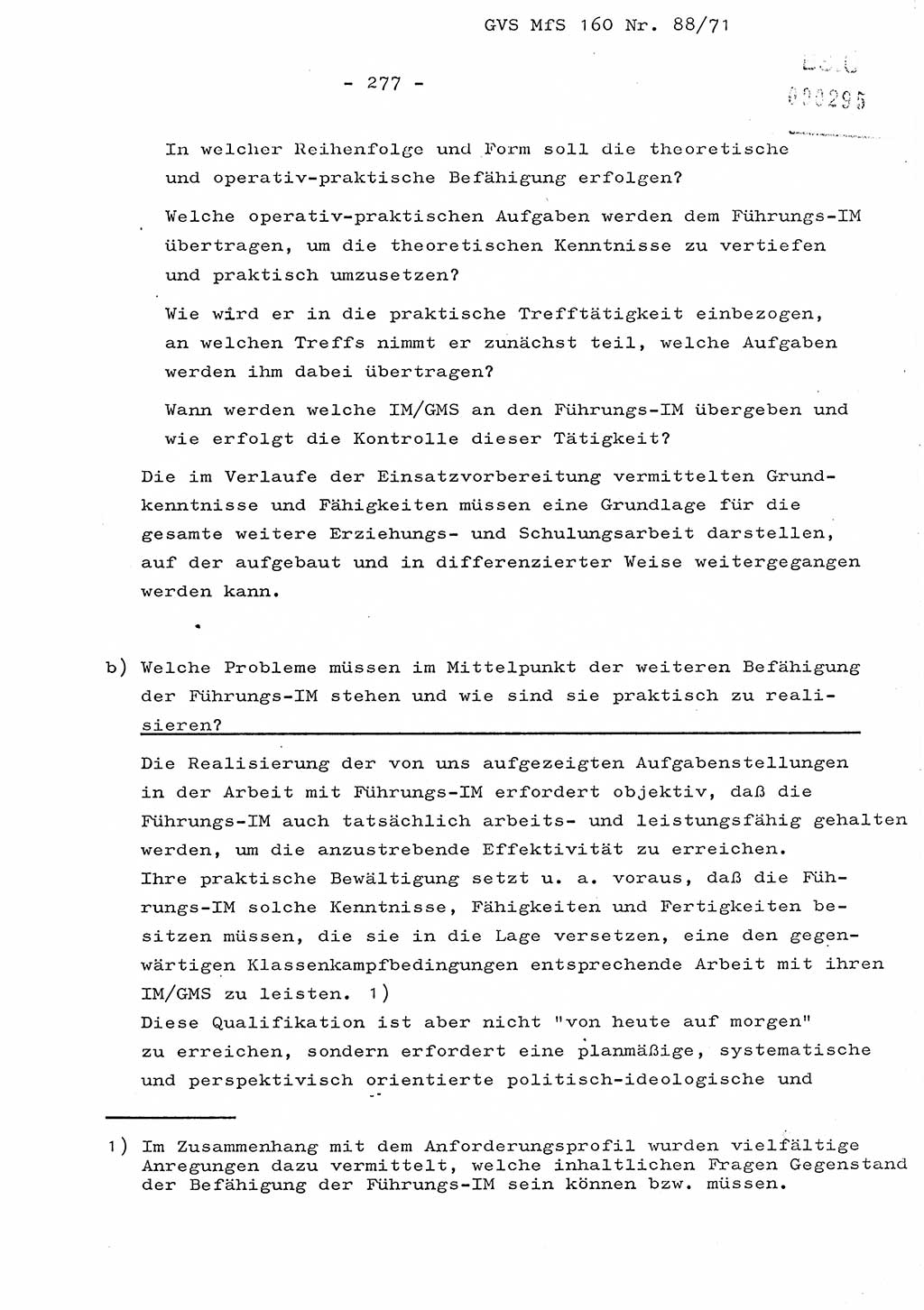 Dissertation Oberstleutnant Josef Schwarz (BV Schwerin), Major Fritz Amm (JHS), Hauptmann Peter Gräßler (JHS), Ministerium für Staatssicherheit (MfS) [Deutsche Demokratische Republik (DDR)], Juristische Hochschule (JHS), Geheime Verschlußsache (GVS) 160-88/71, Potsdam 1972, Seite 277 (Diss. MfS DDR JHS GVS 160-88/71 1972, S. 277)