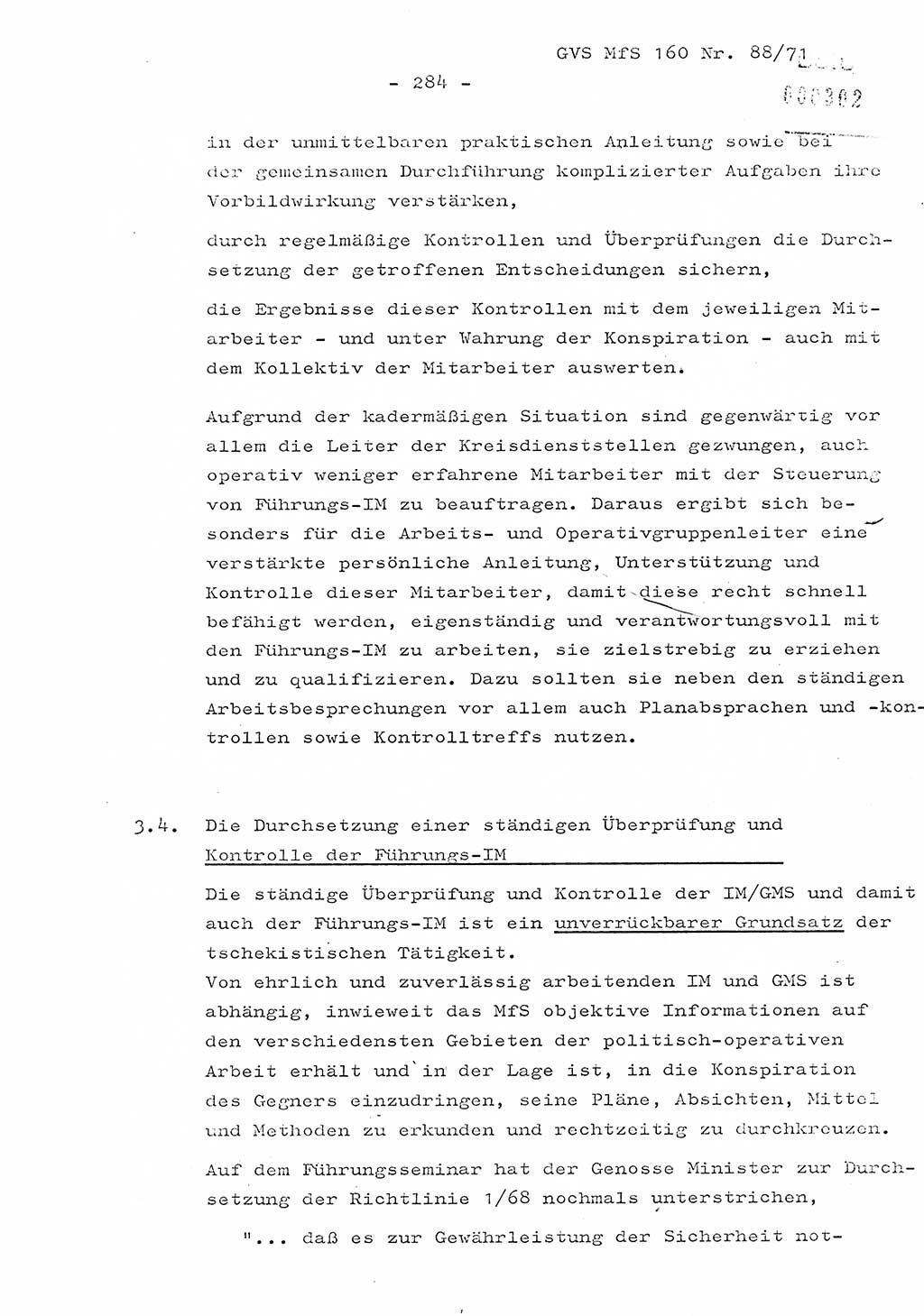 Dissertation Oberstleutnant Josef Schwarz (BV Schwerin), Major Fritz Amm (JHS), Hauptmann Peter Gräßler (JHS), Ministerium für Staatssicherheit (MfS) [Deutsche Demokratische Republik (DDR)], Juristische Hochschule (JHS), Geheime Verschlußsache (GVS) 160-88/71, Potsdam 1972, Seite 284 (Diss. MfS DDR JHS GVS 160-88/71 1972, S. 284)