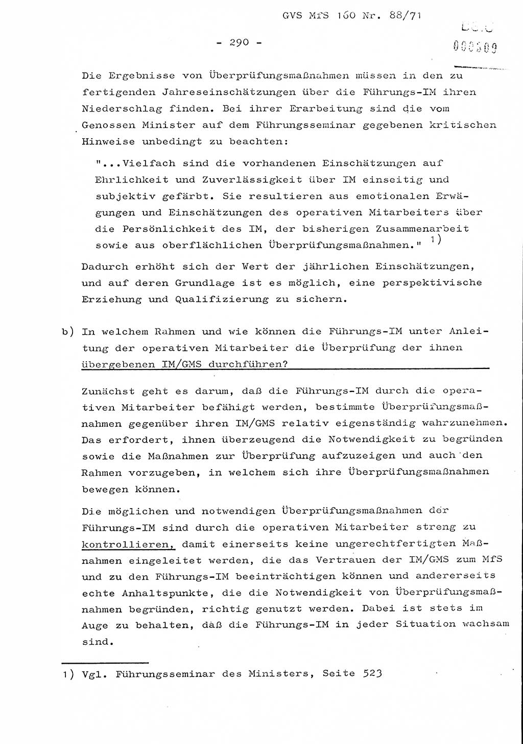 Dissertation Oberstleutnant Josef Schwarz (BV Schwerin), Major Fritz Amm (JHS), Hauptmann Peter Gräßler (JHS), Ministerium für Staatssicherheit (MfS) [Deutsche Demokratische Republik (DDR)], Juristische Hochschule (JHS), Geheime Verschlußsache (GVS) 160-88/71, Potsdam 1972, Seite 290 (Diss. MfS DDR JHS GVS 160-88/71 1972, S. 290)