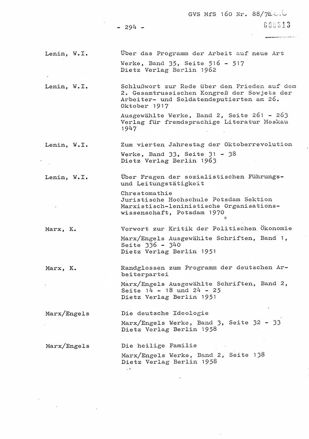 Dissertation Oberstleutnant Josef Schwarz (BV Schwerin), Major Fritz Amm (JHS), Hauptmann Peter Gräßler (JHS), Ministerium für Staatssicherheit (MfS) [Deutsche Demokratische Republik (DDR)], Juristische Hochschule (JHS), Geheime Verschlußsache (GVS) 160-88/71, Potsdam 1972, Seite 294 (Diss. MfS DDR JHS GVS 160-88/71 1972, S. 294)