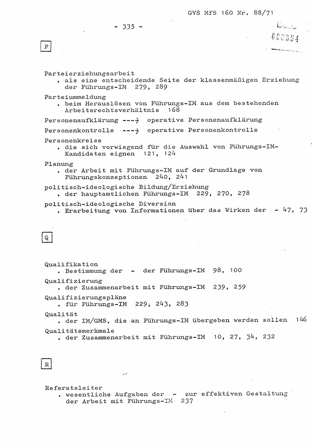 Dissertation Oberstleutnant Josef Schwarz (BV Schwerin), Major Fritz Amm (JHS), Hauptmann Peter Gräßler (JHS), Ministerium für Staatssicherheit (MfS) [Deutsche Demokratische Republik (DDR)], Juristische Hochschule (JHS), Geheime Verschlußsache (GVS) 160-88/71, Potsdam 1972, Seite 335 (Diss. MfS DDR JHS GVS 160-88/71 1972, S. 335)