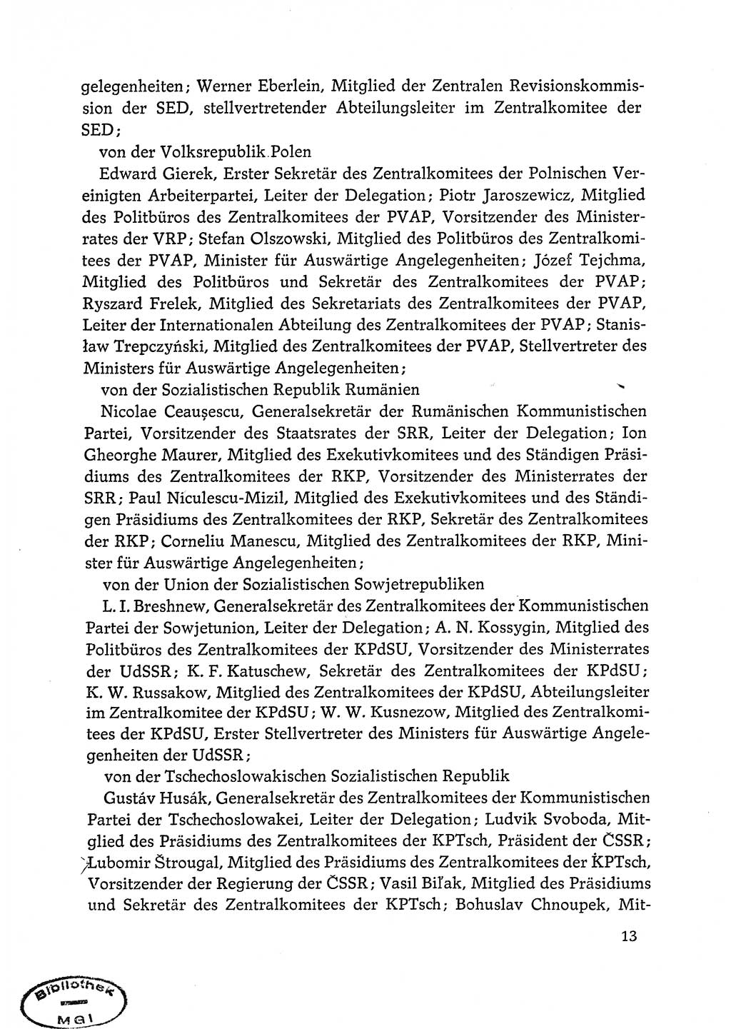 Dokumente der Sozialistischen Einheitspartei Deutschlands (SED) [Deutsche Demokratische Republik (DDR)] 1972-1973, Seite 13 (Dok. SED DDR 1972-1973, S. 13)