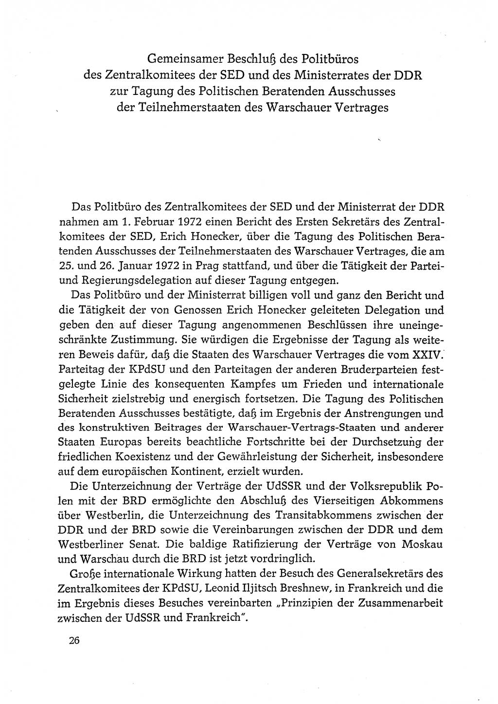 Dokumente der Sozialistischen Einheitspartei Deutschlands (SED) [Deutsche Demokratische Republik (DDR)] 1972-1973, Seite 26 (Dok. SED DDR 1972-1973, S. 26)
