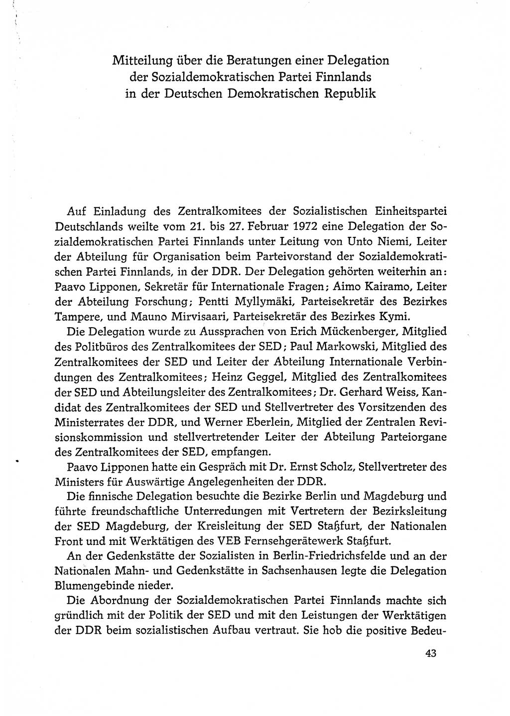 Dokumente der Sozialistischen Einheitspartei Deutschlands (SED) [Deutsche Demokratische Republik (DDR)] 1972-1973, Seite 43 (Dok. SED DDR 1972-1973, S. 43)