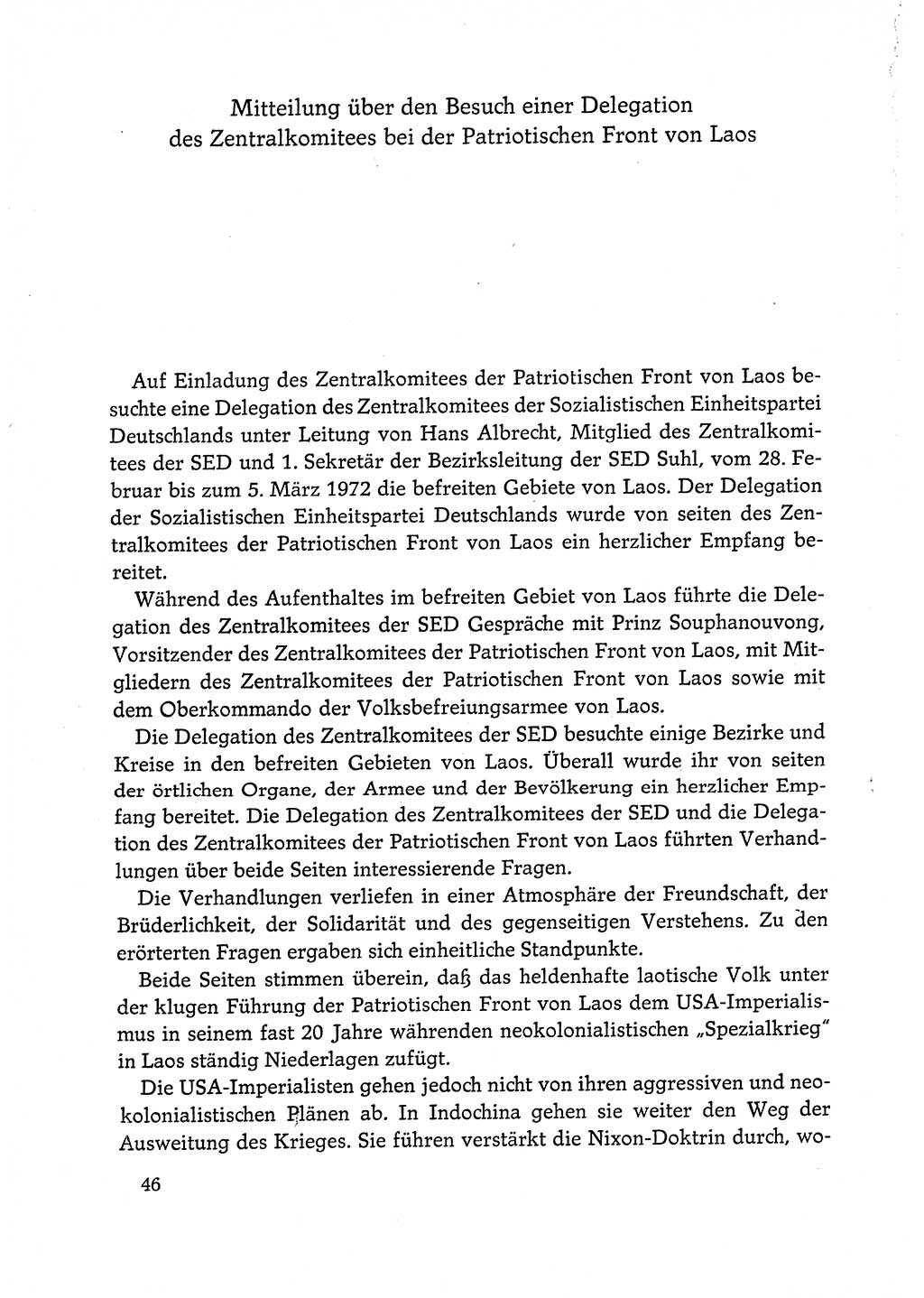 Dokumente der Sozialistischen Einheitspartei Deutschlands (SED) [Deutsche Demokratische Republik (DDR)] 1972-1973, Seite 46 (Dok. SED DDR 1972-1973, S. 46)