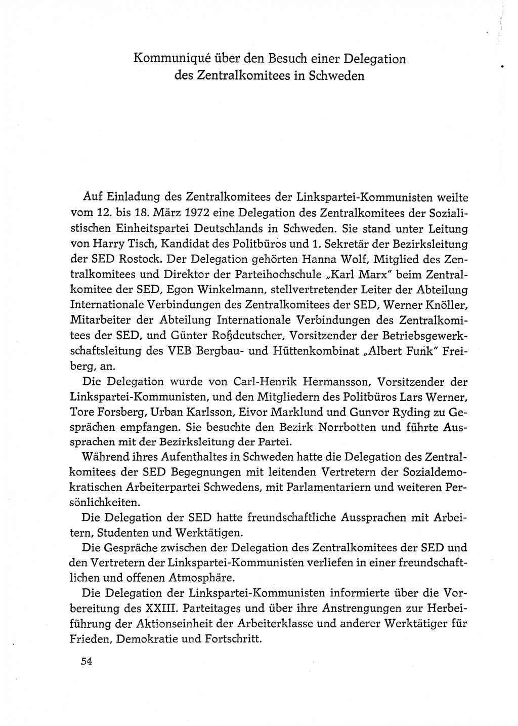 Dokumente der Sozialistischen Einheitspartei Deutschlands (SED) [Deutsche Demokratische Republik (DDR)] 1972-1973, Seite 54 (Dok. SED DDR 1972-1973, S. 54)