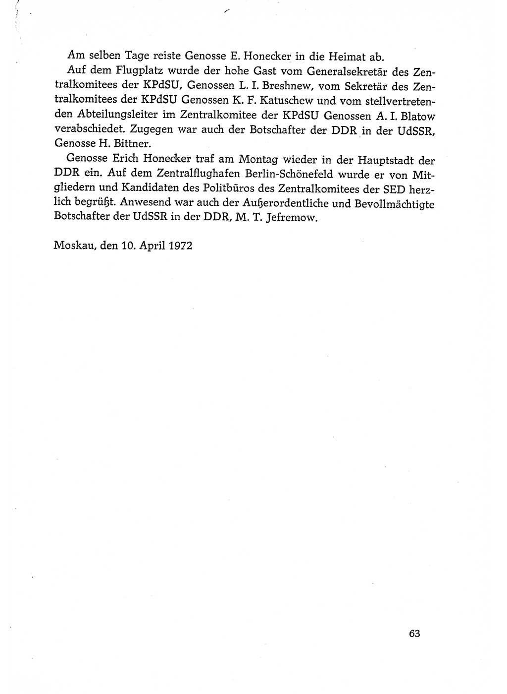 Dokumente der Sozialistischen Einheitspartei Deutschlands (SED) [Deutsche Demokratische Republik (DDR)] 1972-1973, Seite 63 (Dok. SED DDR 1972-1973, S. 63)