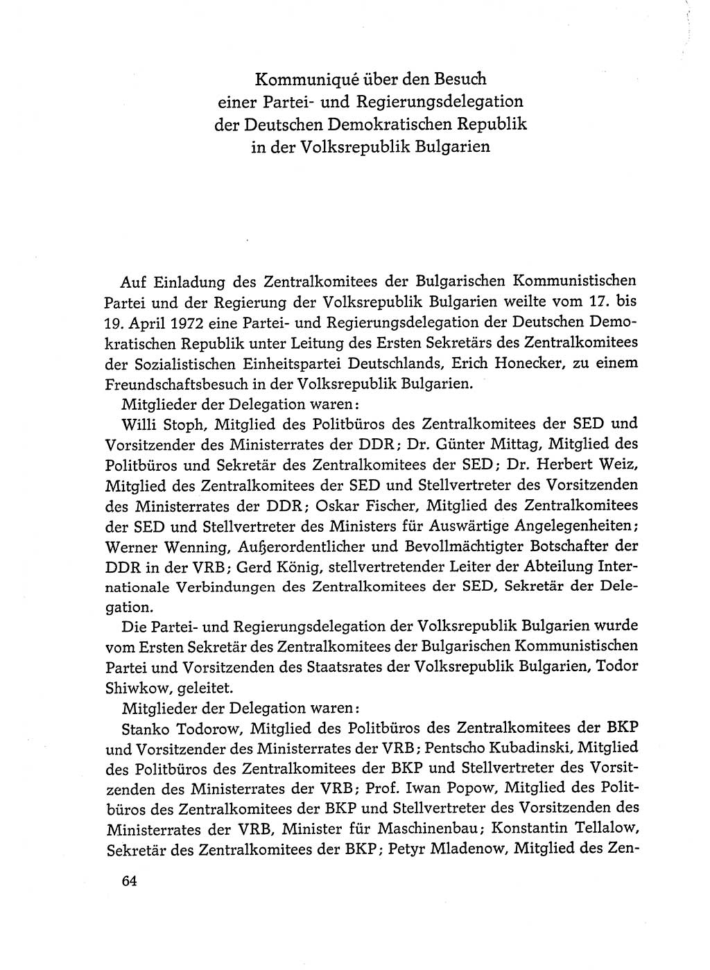 Dokumente der Sozialistischen Einheitspartei Deutschlands (SED) [Deutsche Demokratische Republik (DDR)] 1972-1973, Seite 64 (Dok. SED DDR 1972-1973, S. 64)