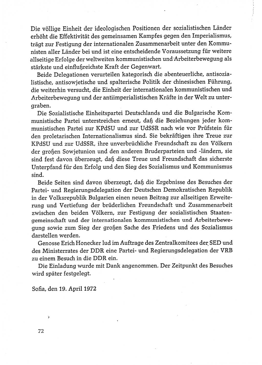 Dokumente der Sozialistischen Einheitspartei Deutschlands (SED) [Deutsche Demokratische Republik (DDR)] 1972-1973, Seite 72 (Dok. SED DDR 1972-1973, S. 72)