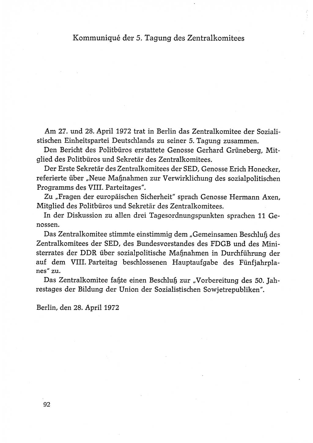 Dokumente der Sozialistischen Einheitspartei Deutschlands (SED) [Deutsche Demokratische Republik (DDR)] 1972-1973, Seite 92 (Dok. SED DDR 1972-1973, S. 92)