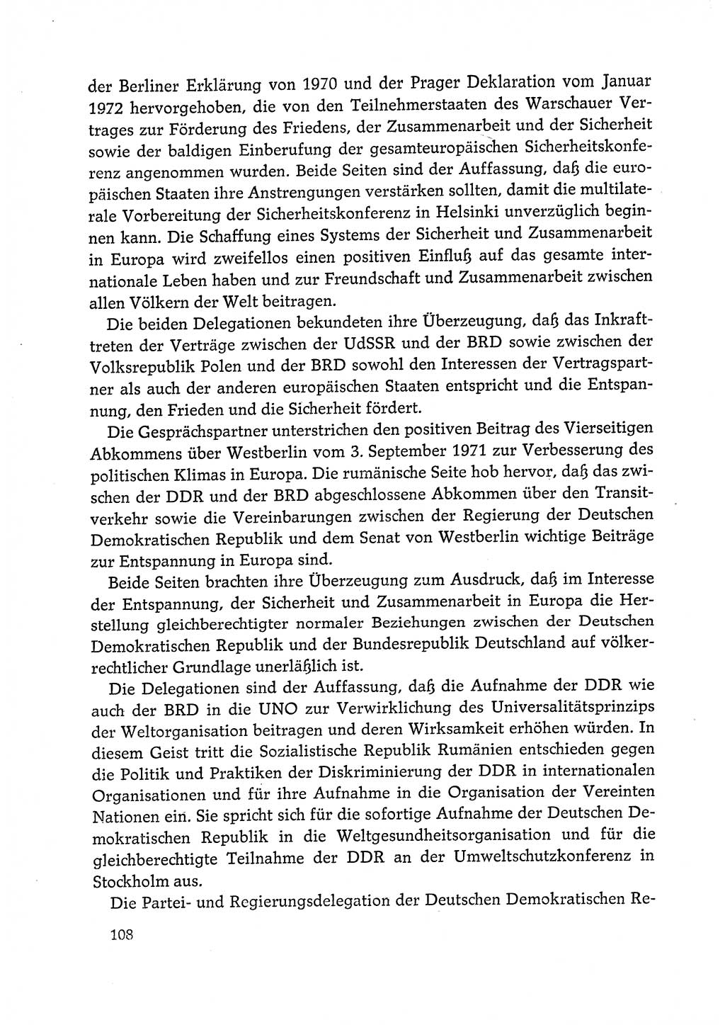 Dokumente der Sozialistischen Einheitspartei Deutschlands (SED) [Deutsche Demokratische Republik (DDR)] 1972-1973, Seite 108 (Dok. SED DDR 1972-1973, S. 108)