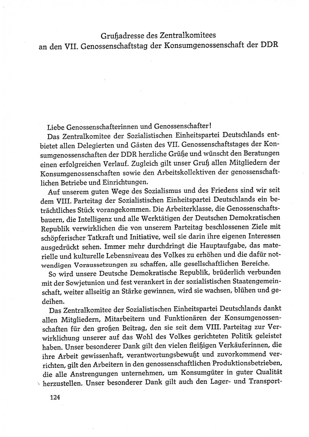 Dokumente der Sozialistischen Einheitspartei Deutschlands (SED) [Deutsche Demokratische Republik (DDR)] 1972-1973, Seite 124 (Dok. SED DDR 1972-1973, S. 124)