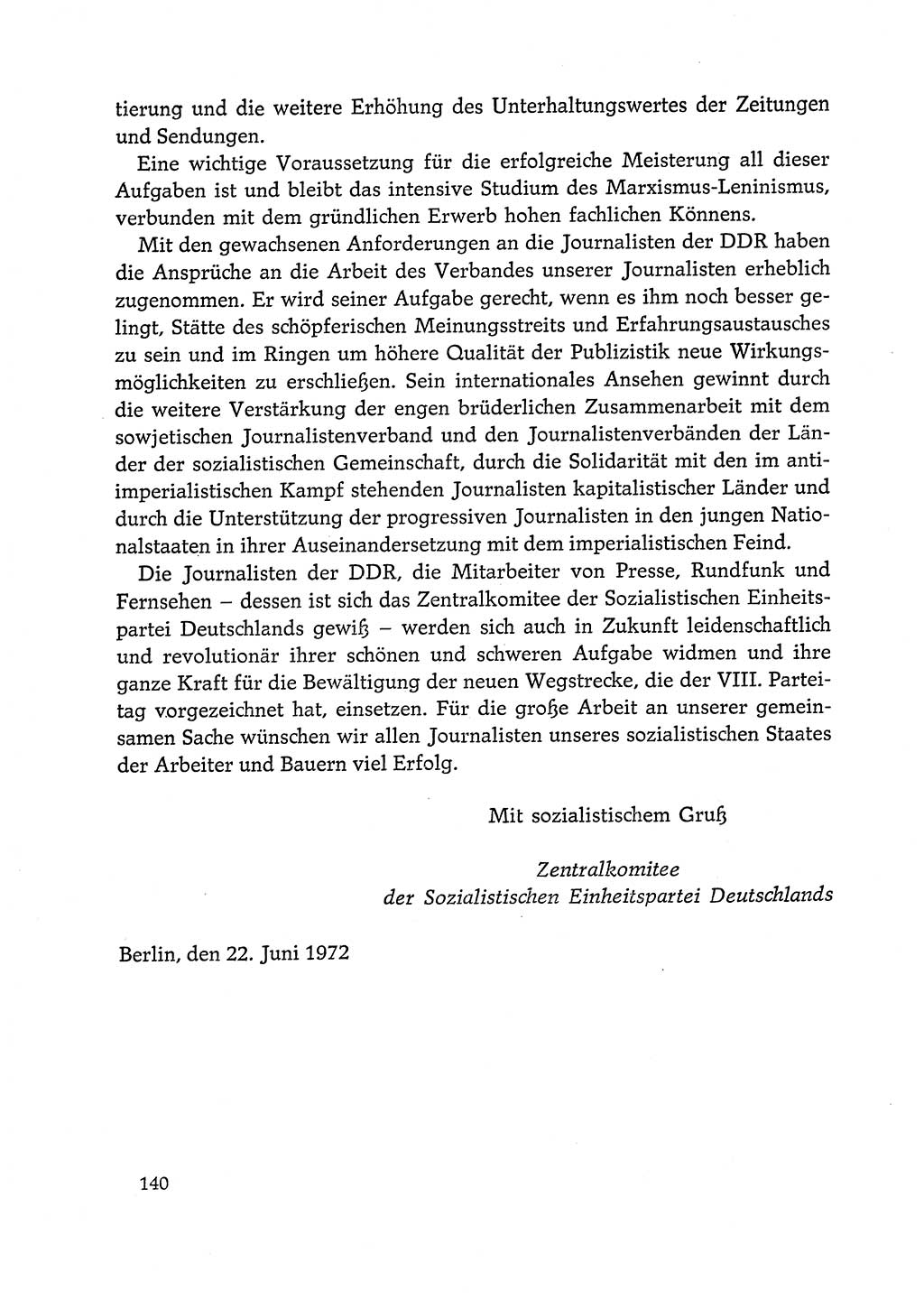 Dokumente der Sozialistischen Einheitspartei Deutschlands (SED) [Deutsche Demokratische Republik (DDR)] 1972-1973, Seite 140 (Dok. SED DDR 1972-1973, S. 140)