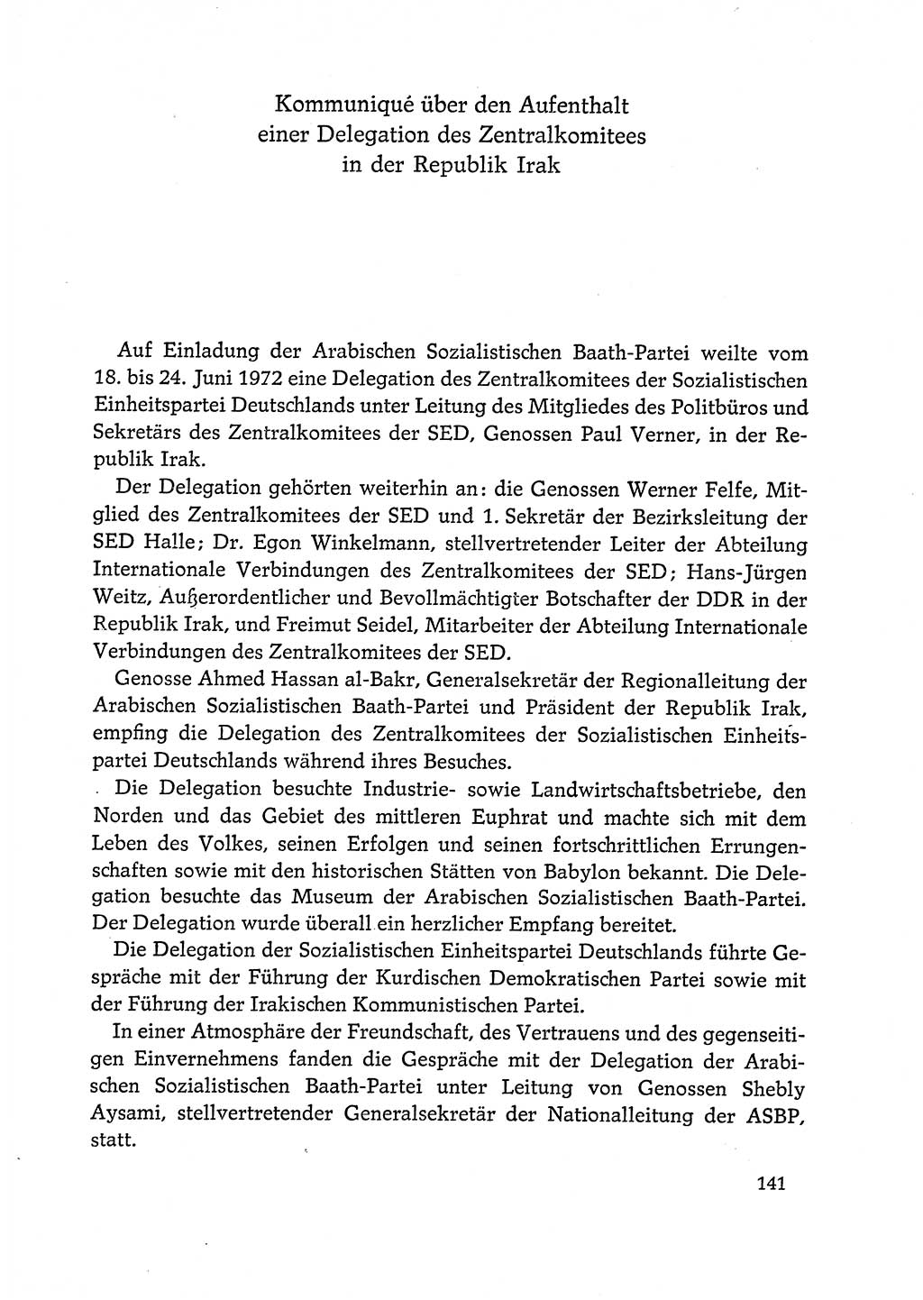 Dokumente der Sozialistischen Einheitspartei Deutschlands (SED) [Deutsche Demokratische Republik (DDR)] 1972-1973, Seite 141 (Dok. SED DDR 1972-1973, S. 141)