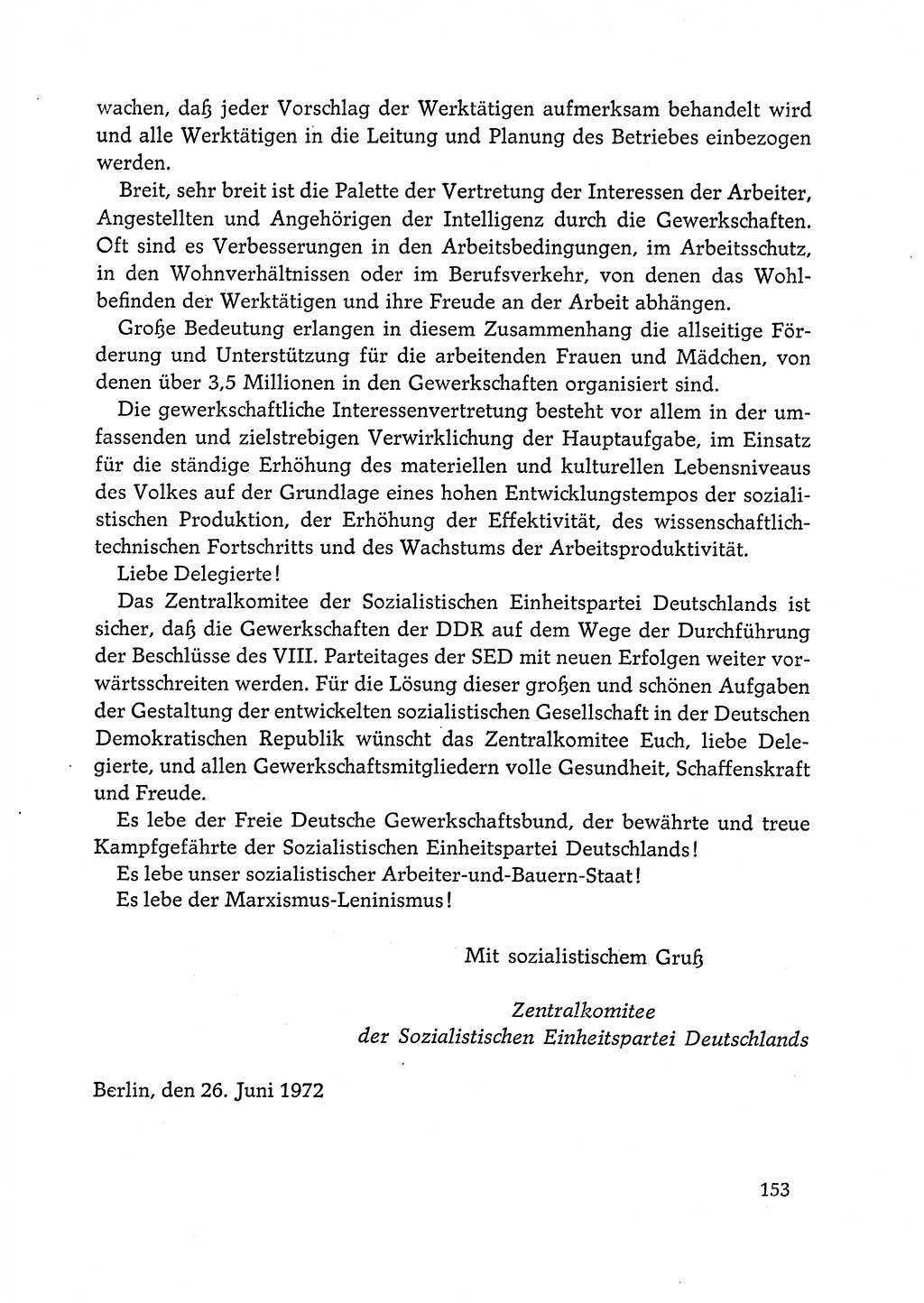 Dokumente der Sozialistischen Einheitspartei Deutschlands (SED) [Deutsche Demokratische Republik (DDR)] 1972-1973, Seite 153 (Dok. SED DDR 1972-1973, S. 153)