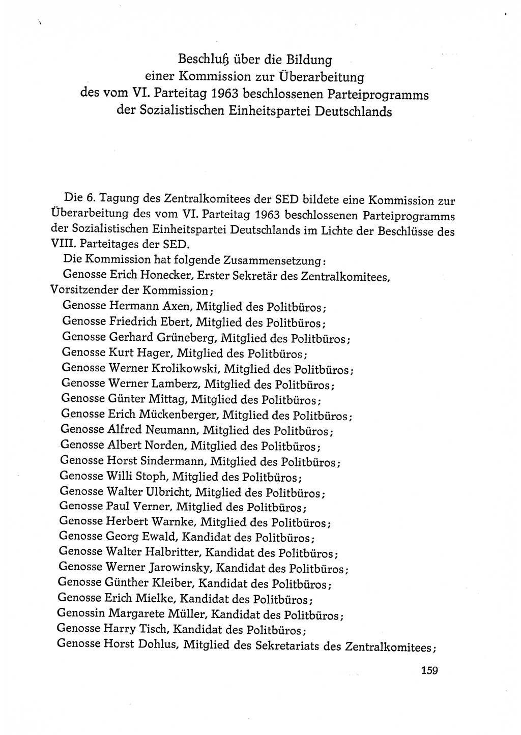 Dokumente der Sozialistischen Einheitspartei Deutschlands (SED) [Deutsche Demokratische Republik (DDR)] 1972-1973, Seite 159 (Dok. SED DDR 1972-1973, S. 159)