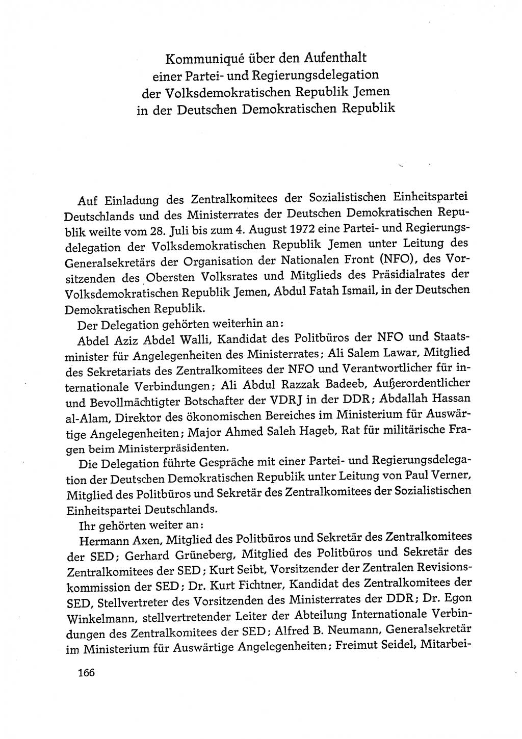 Dokumente der Sozialistischen Einheitspartei Deutschlands (SED) [Deutsche Demokratische Republik (DDR)] 1972-1973, Seite 166 (Dok. SED DDR 1972-1973, S. 166)