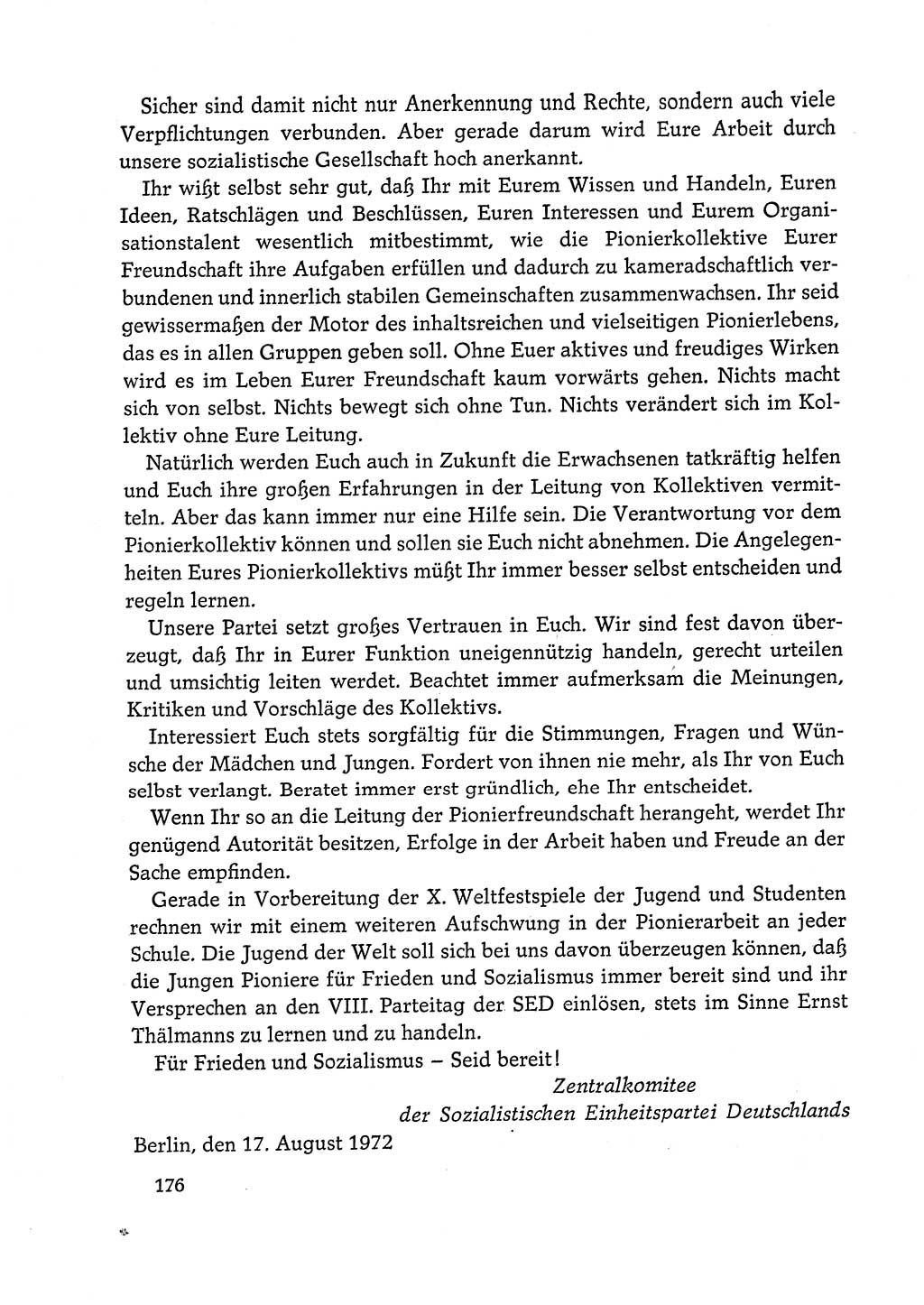 Dokumente der Sozialistischen Einheitspartei Deutschlands (SED) [Deutsche Demokratische Republik (DDR)] 1972-1973, Seite 176 (Dok. SED DDR 1972-1973, S. 176)