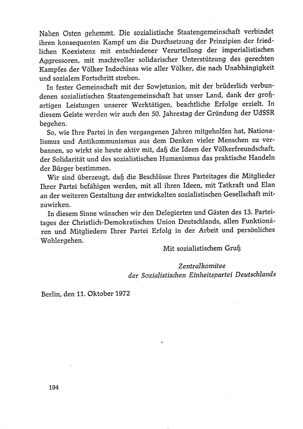 Dokumente der Sozialistischen Einheitspartei Deutschlands (SED) [Deutsche Demokratische Republik (DDR)] 1972-1973, Seite 194 (Dok. SED DDR 1972-1973, S. 194)
