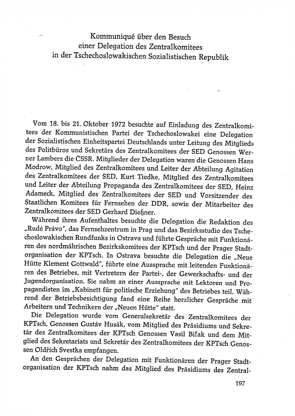 Dokumente der Sozialistischen Einheitspartei Deutschlands (SED) [Deutsche Demokratische Republik (DDR)] 1972-1973, Seite 197 (Dok. SED DDR 1972-1973, S. 197)