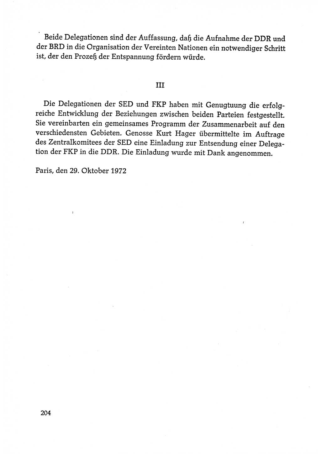 Dokumente der Sozialistischen Einheitspartei Deutschlands (SED) [Deutsche Demokratische Republik (DDR)] 1972-1973, Seite 204 (Dok. SED DDR 1972-1973, S. 204)