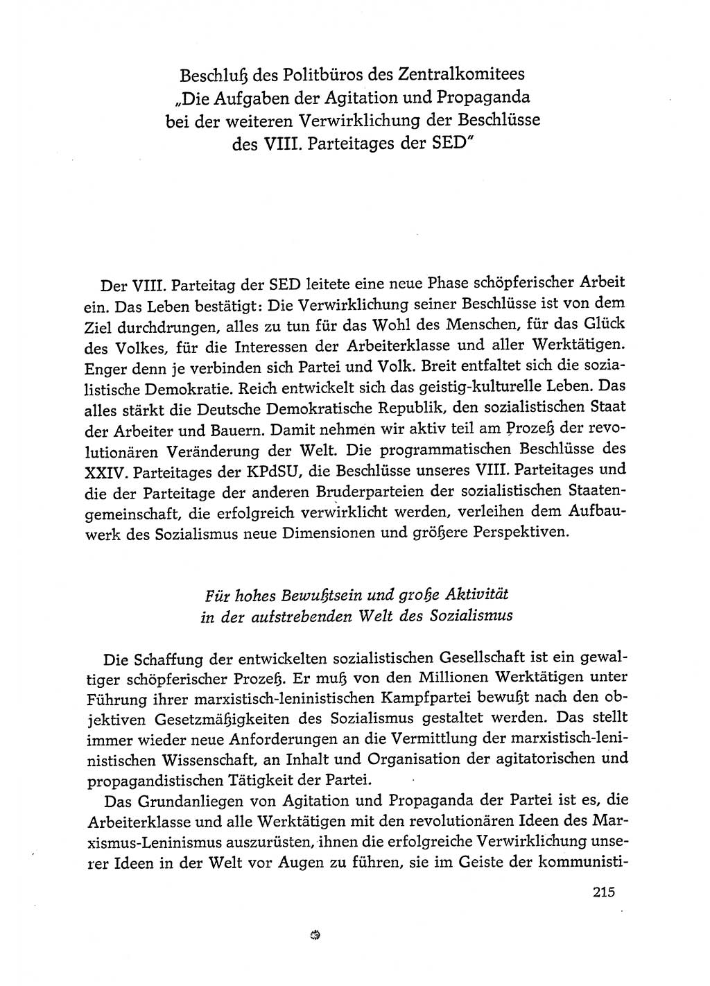 Dokumente der Sozialistischen Einheitspartei Deutschlands (SED) [Deutsche Demokratische Republik (DDR)] 1972-1973, Seite 215 (Dok. SED DDR 1972-1973, S. 215)