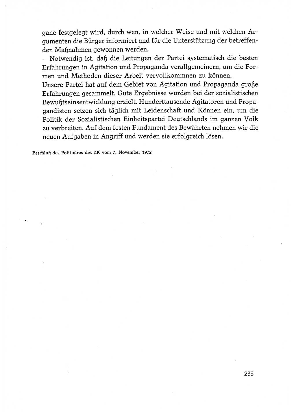 Dokumente der Sozialistischen Einheitspartei Deutschlands (SED) [Deutsche Demokratische Republik (DDR)] 1972-1973, Seite 233 (Dok. SED DDR 1972-1973, S. 233)
