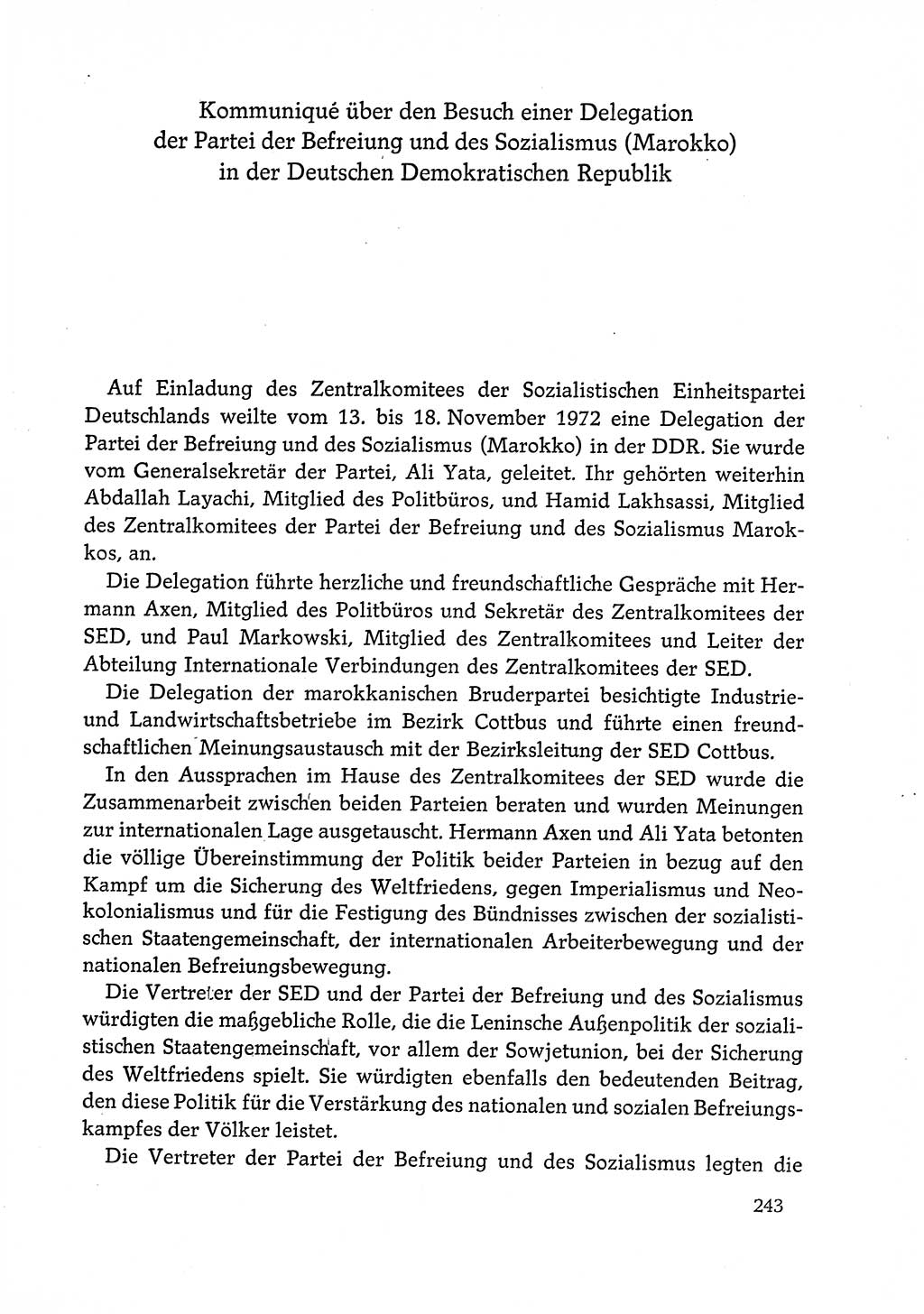 Dokumente der Sozialistischen Einheitspartei Deutschlands (SED) [Deutsche Demokratische Republik (DDR)] 1972-1973, Seite 243 (Dok. SED DDR 1972-1973, S. 243)