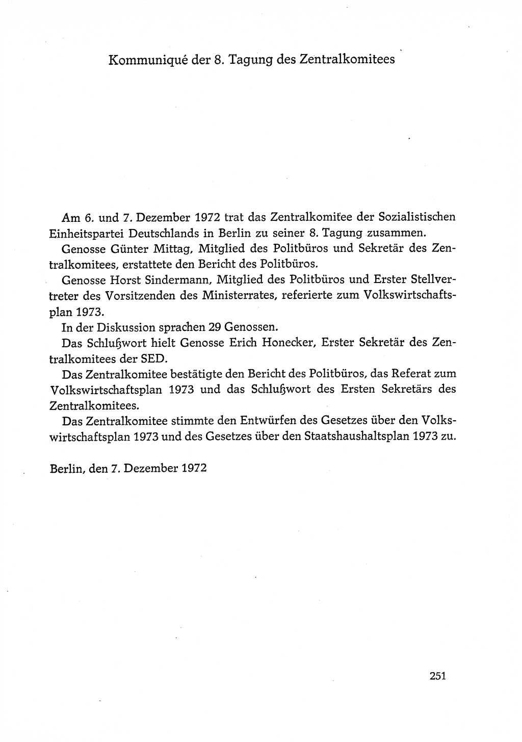 Dokumente der Sozialistischen Einheitspartei Deutschlands (SED) [Deutsche Demokratische Republik (DDR)] 1972-1973, Seite 251 (Dok. SED DDR 1972-1973, S. 251)