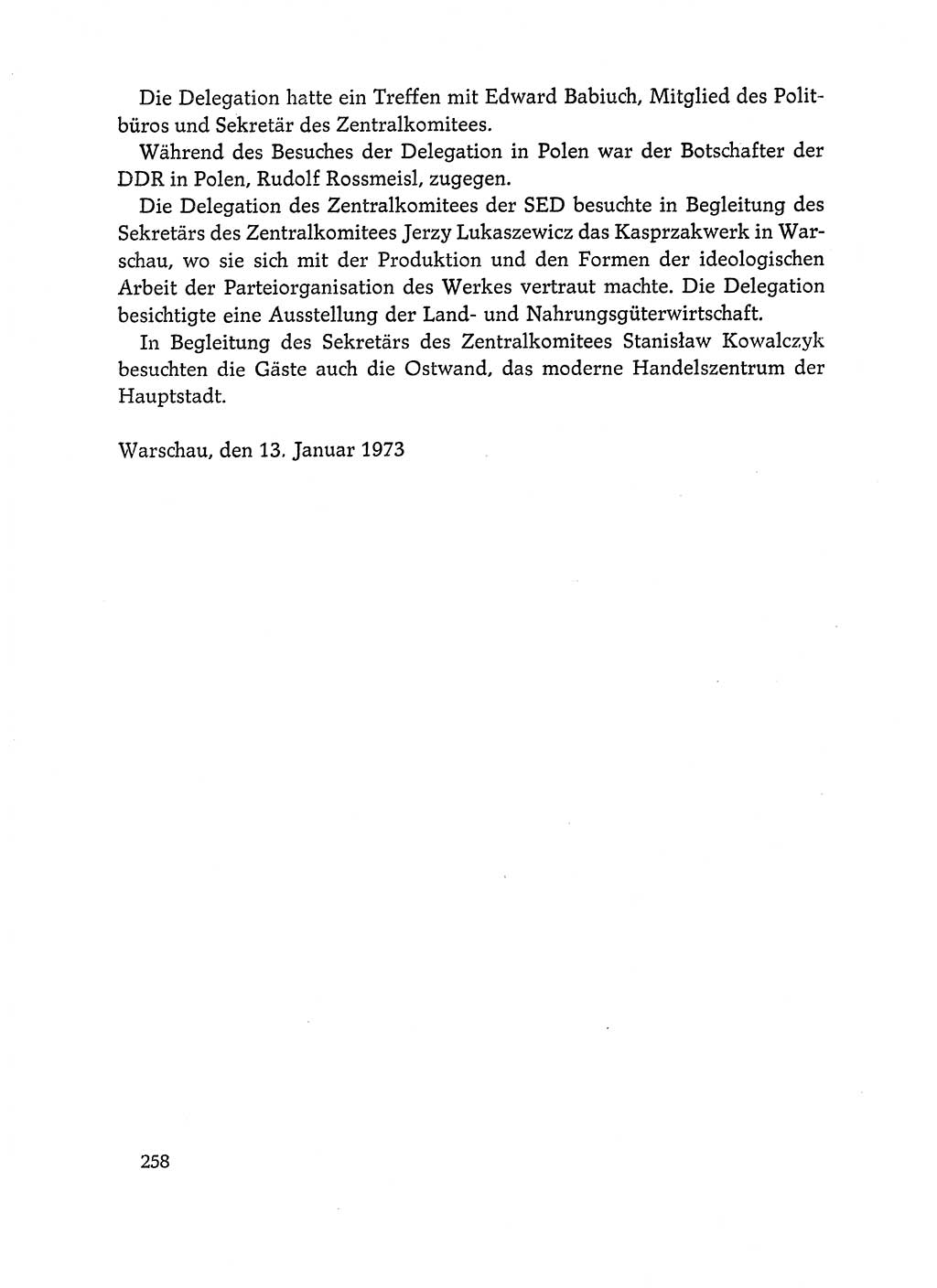 Dokumente der Sozialistischen Einheitspartei Deutschlands (SED) [Deutsche Demokratische Republik (DDR)] 1972-1973, Seite 258 (Dok. SED DDR 1972-1973, S. 258)