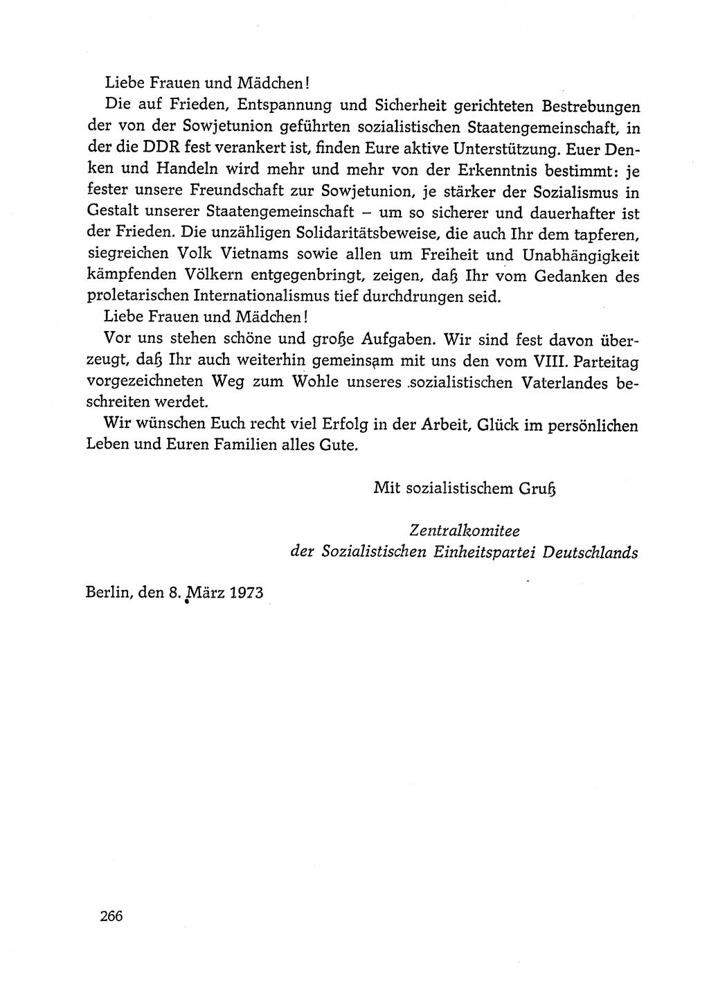 Dokumente der Sozialistischen Einheitspartei Deutschlands (SED) [Deutsche Demokratische Republik (DDR)] 1972-1973, Seite 266 (Dok. SED DDR 1972-1973, S. 266)