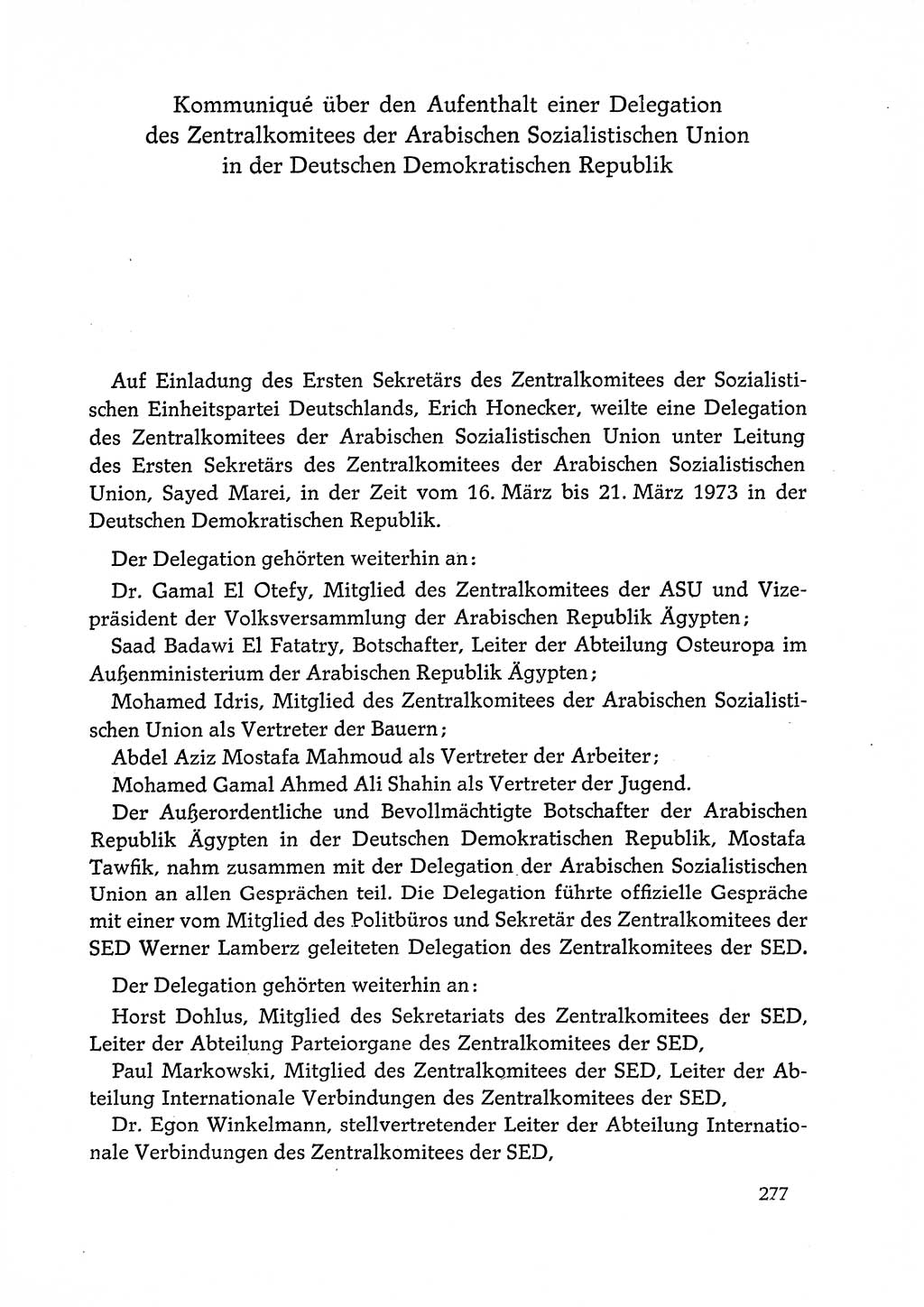 Dokumente der Sozialistischen Einheitspartei Deutschlands (SED) [Deutsche Demokratische Republik (DDR)] 1972-1973, Seite 277 (Dok. SED DDR 1972-1973, S. 277)