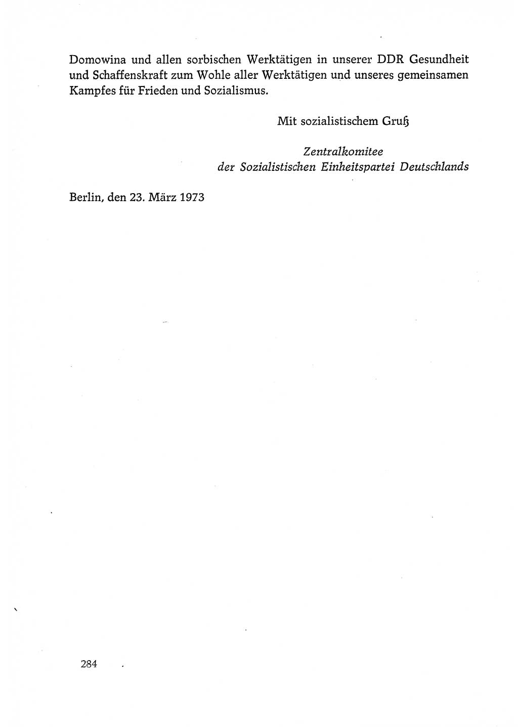 Dokumente der Sozialistischen Einheitspartei Deutschlands (SED) [Deutsche Demokratische Republik (DDR)] 1972-1973, Seite 284 (Dok. SED DDR 1972-1973, S. 284)