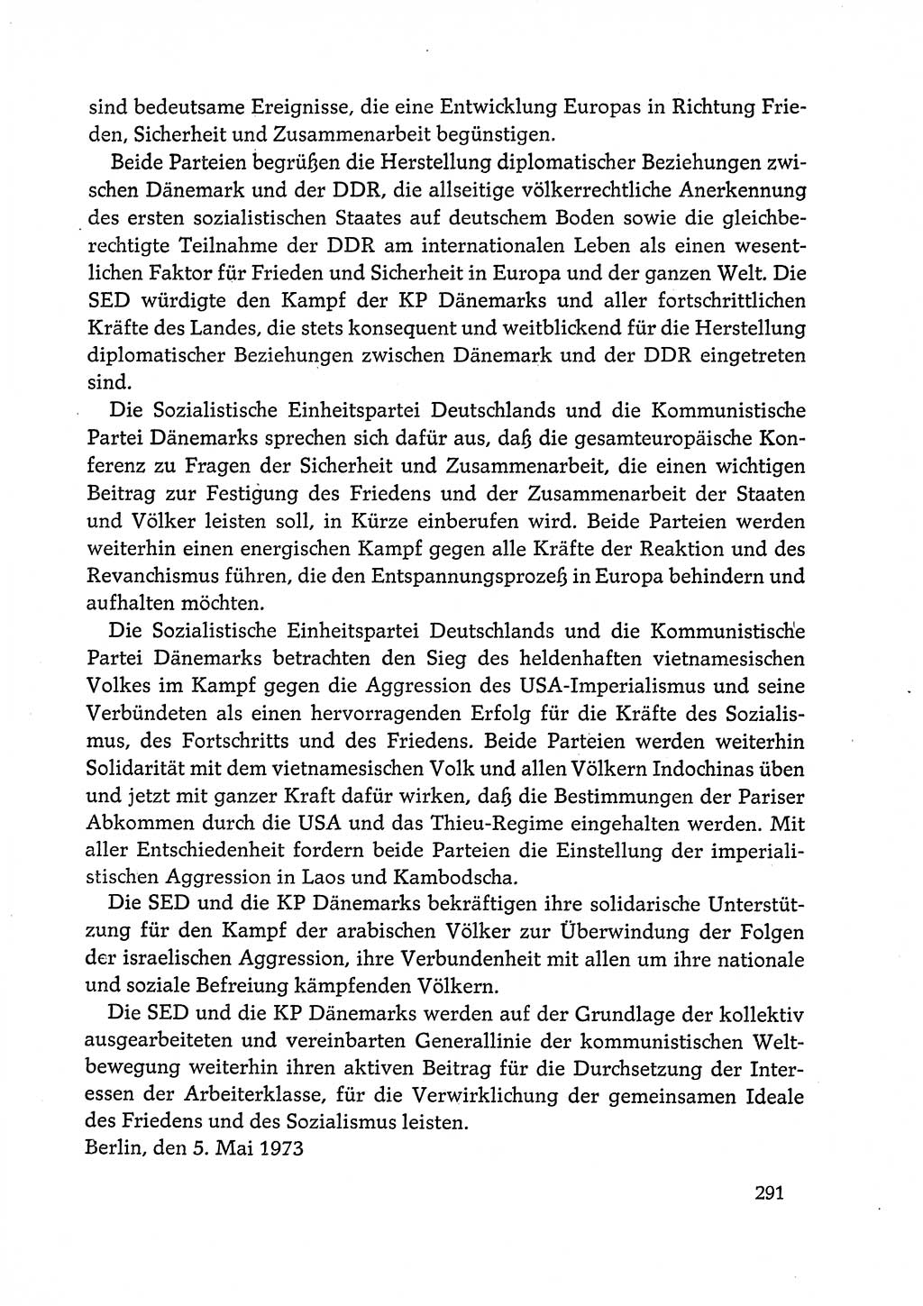Dokumente der Sozialistischen Einheitspartei Deutschlands (SED) [Deutsche Demokratische Republik (DDR)] 1972-1973, Seite 291 (Dok. SED DDR 1972-1973, S. 291)