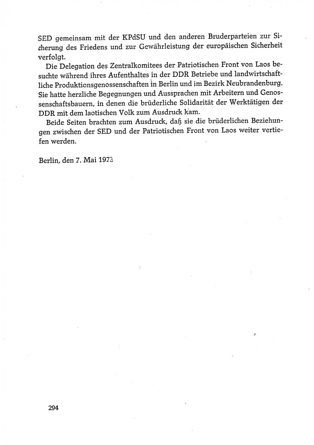 Dokumente der Sozialistischen Einheitspartei Deutschlands (SED) [Deutsche Demokratische Republik (DDR)] 1972-1973, Seite 294 (Dok. SED DDR 1972-1973, S. 294)