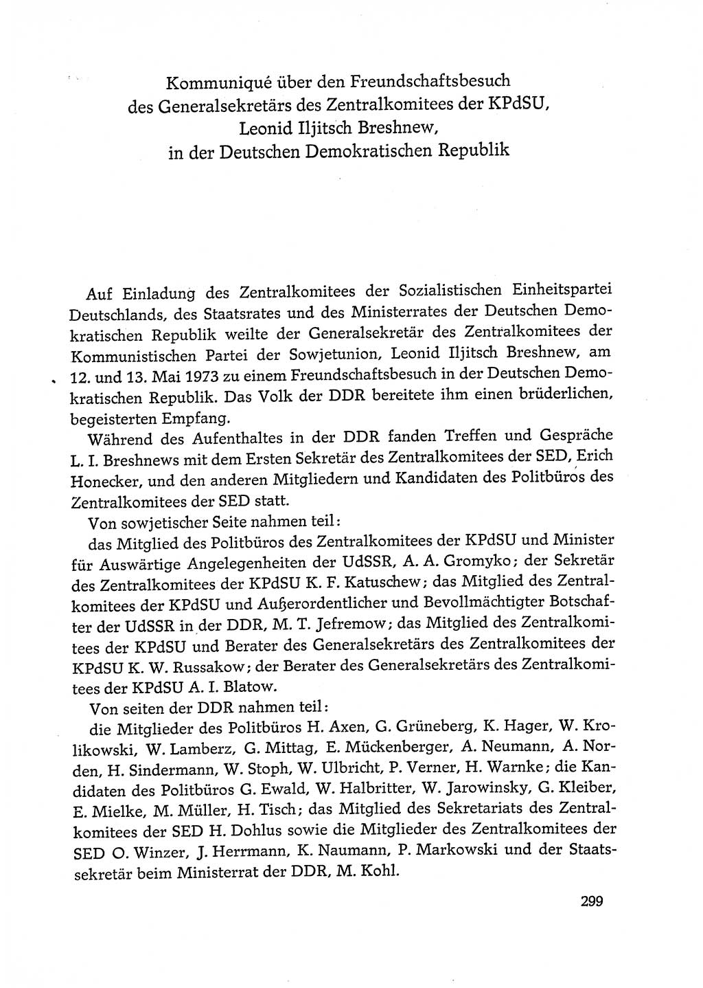 Dokumente der Sozialistischen Einheitspartei Deutschlands (SED) [Deutsche Demokratische Republik (DDR)] 1972-1973, Seite 299 (Dok. SED DDR 1972-1973, S. 299)