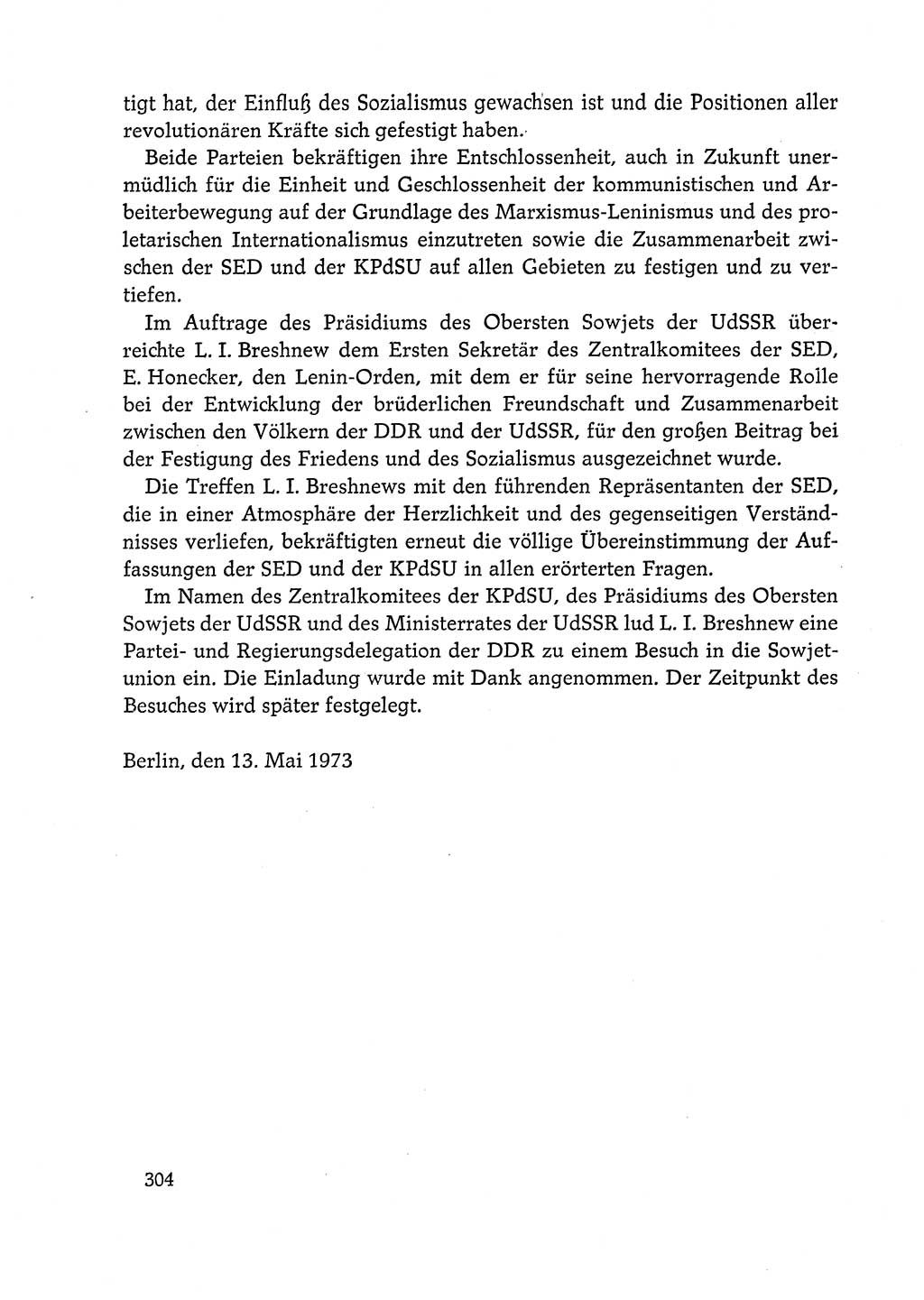 Dokumente der Sozialistischen Einheitspartei Deutschlands (SED) [Deutsche Demokratische Republik (DDR)] 1972-1973, Seite 304 (Dok. SED DDR 1972-1973, S. 304)