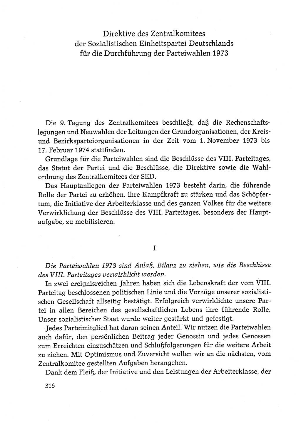 Dokumente der Sozialistischen Einheitspartei Deutschlands (SED) [Deutsche Demokratische Republik (DDR)] 1972-1973, Seite 316 (Dok. SED DDR 1972-1973, S. 316)