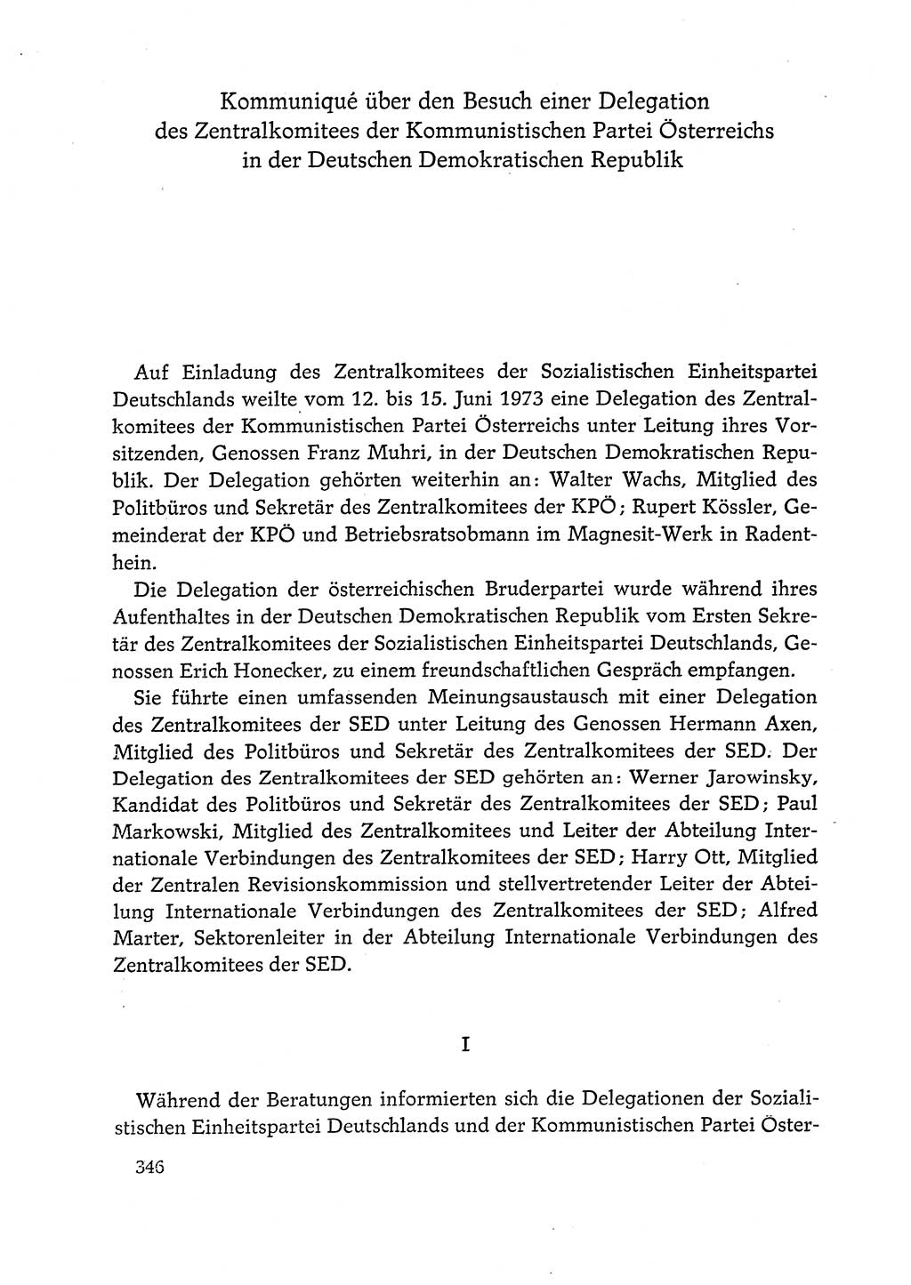 Dokumente der Sozialistischen Einheitspartei Deutschlands (SED) [Deutsche Demokratische Republik (DDR)] 1972-1973, Seite 346 (Dok. SED DDR 1972-1973, S. 346)